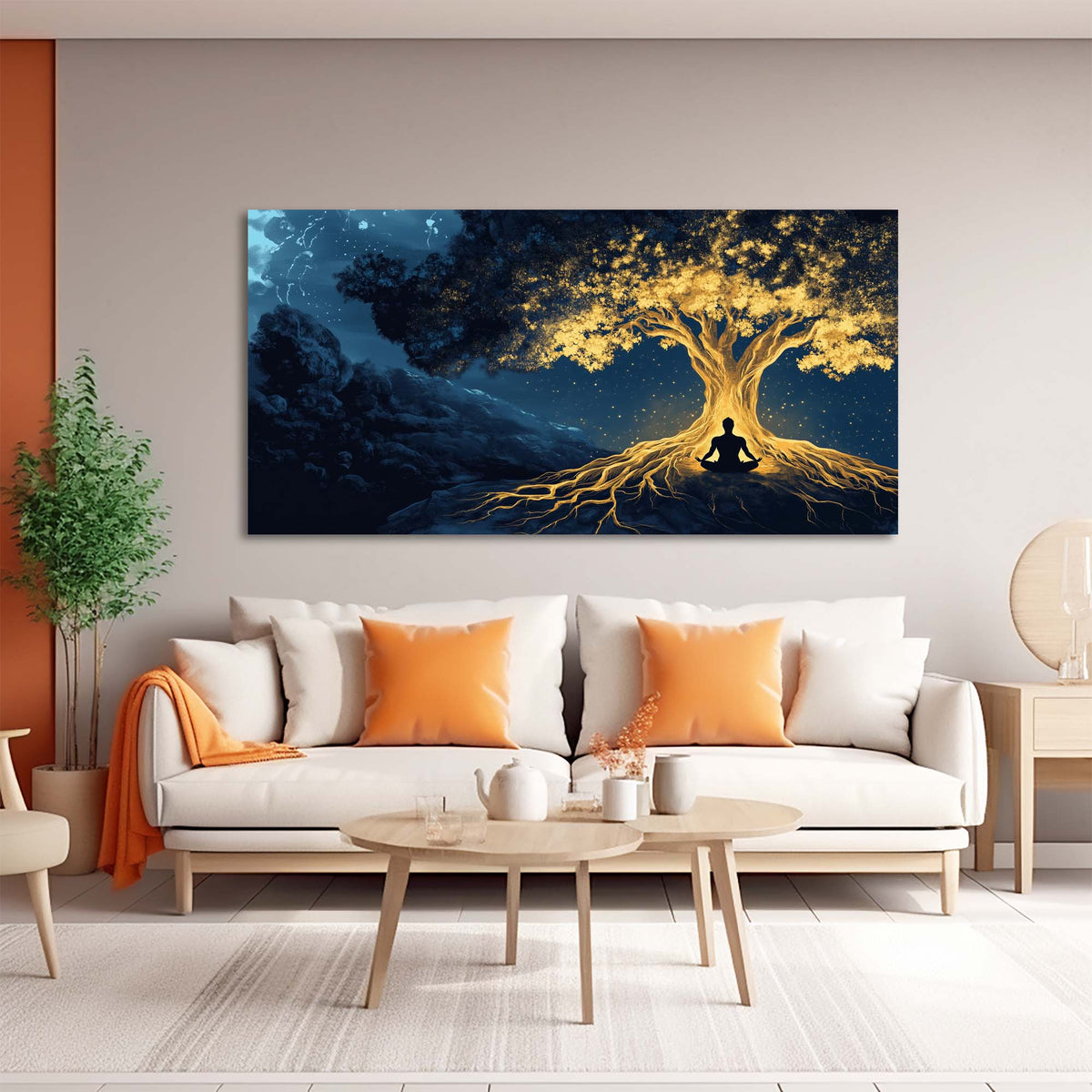 Navy Blue Nature Wall Art Paintings Print Canvas Painting Prints Modern Artwork Office Living Room Over the Couch Bedroom Decor