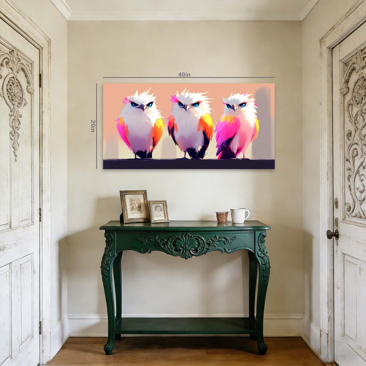 Pink Fantasy Birds Canvas Wall Art for Living Room Prints Artwork Bedroom Office Decor