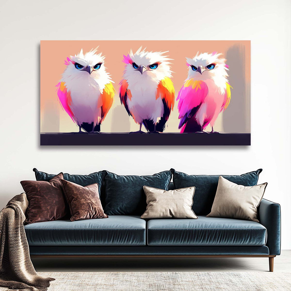 Pink Fantasy Birds Canvas Wall Art for Living Room Prints Artwork Bedroom Office Decor