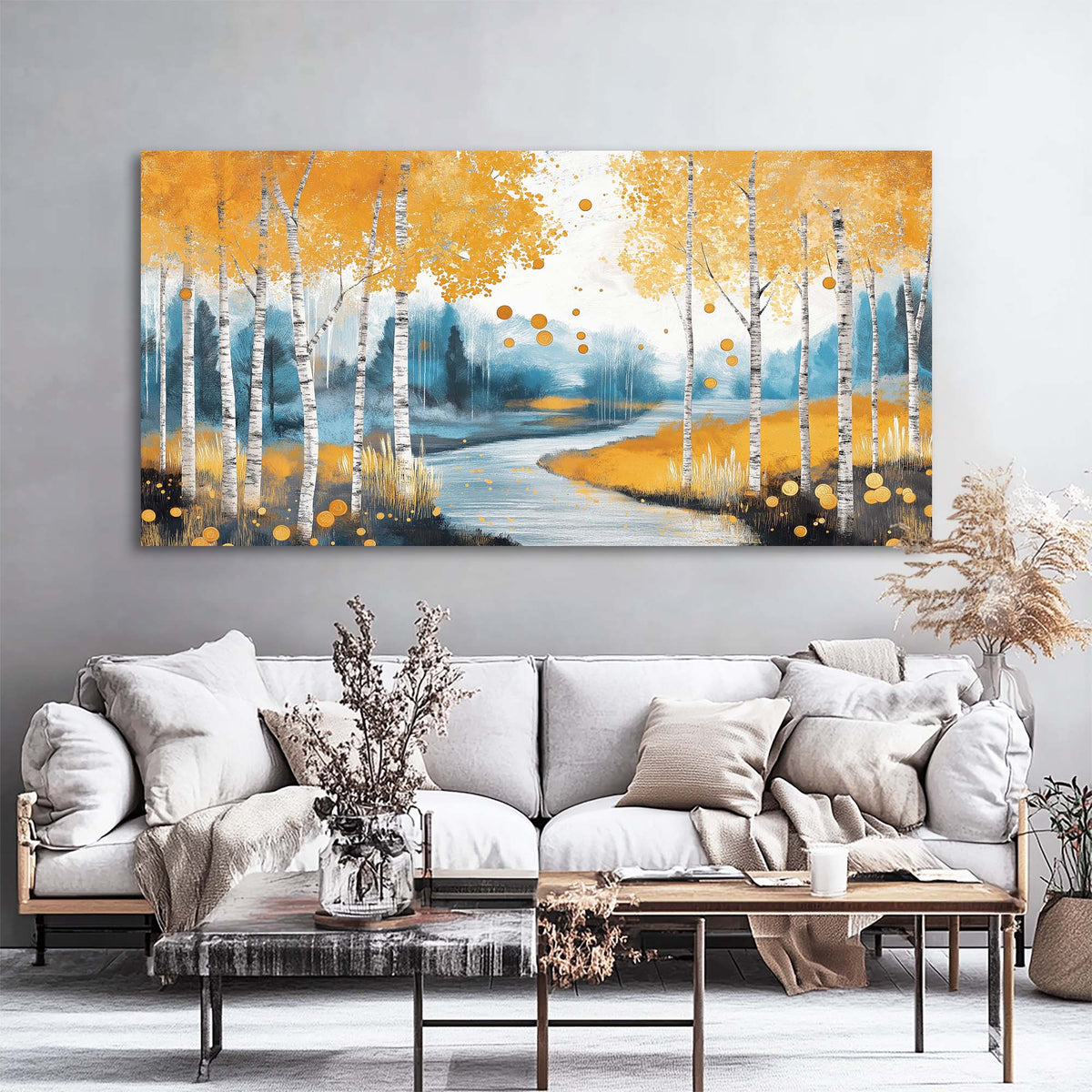 Gold Fantasy Nature Wall Art for Living Room Canvas Painting Prints Artwork Family Bedroom Office Decor
