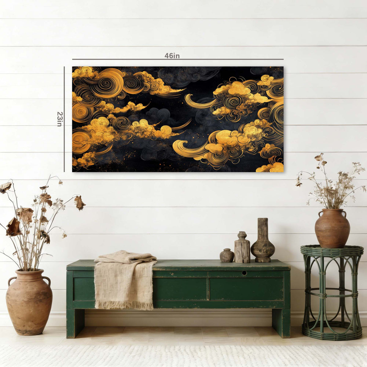 Gold Oriental Abstract Wall Art Canvas Painting Prints Artwor Office Bedroom Living Room Decor