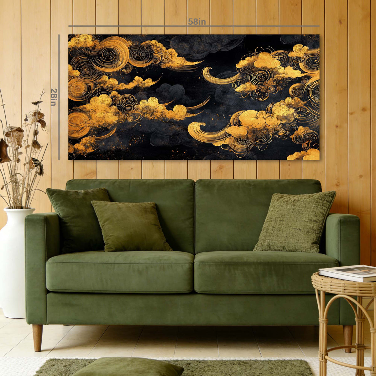 Gold Oriental Abstract Wall Art Canvas Painting Prints Artwor Office Bedroom Living Room Decor