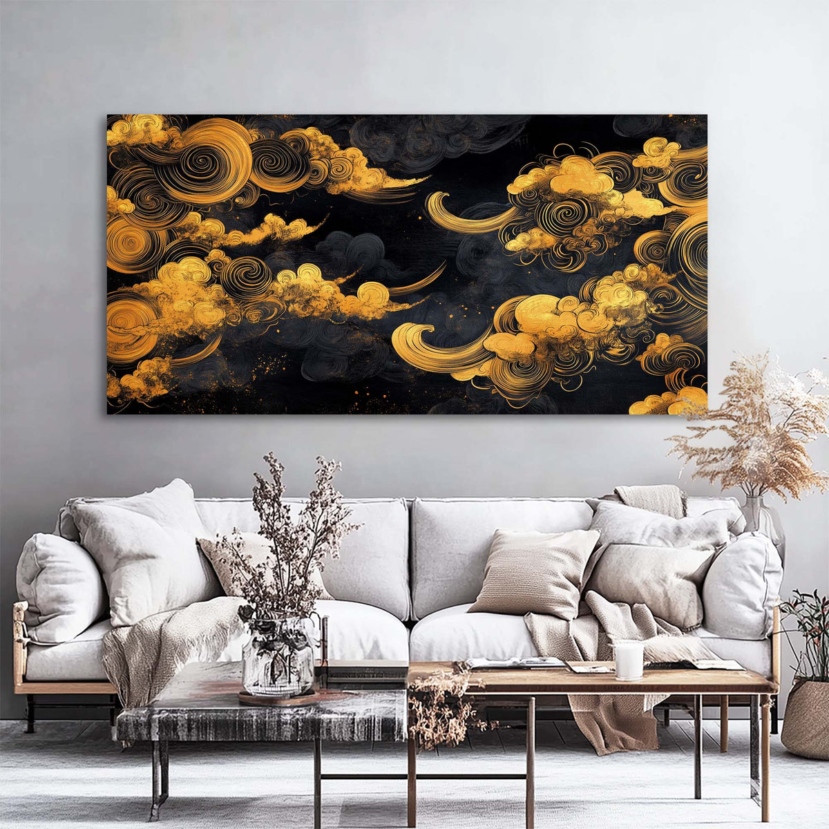 Gold Oriental Abstract Wall Art Canvas Painting Prints Artwor Office Bedroom Living Room Decor