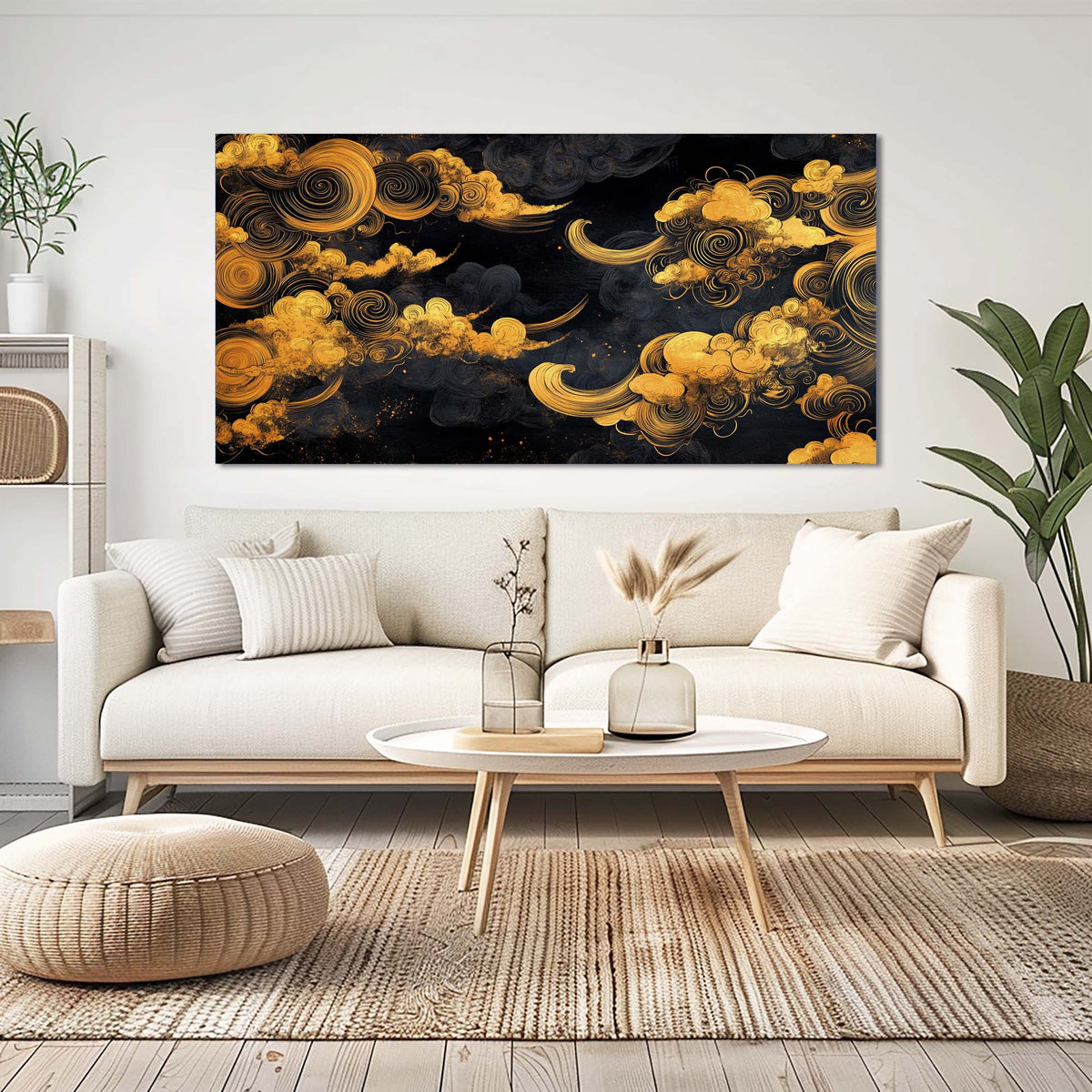 Gold Oriental Abstract Wall Art Canvas Painting Prints Artwor Office Bedroom Living Room Decor