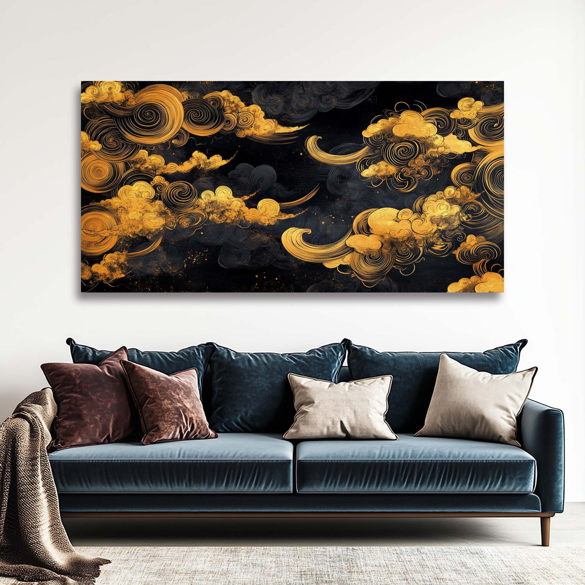 Gold Oriental Abstract Wall Art Canvas Painting Prints Artwor Office Bedroom Living Room Decor