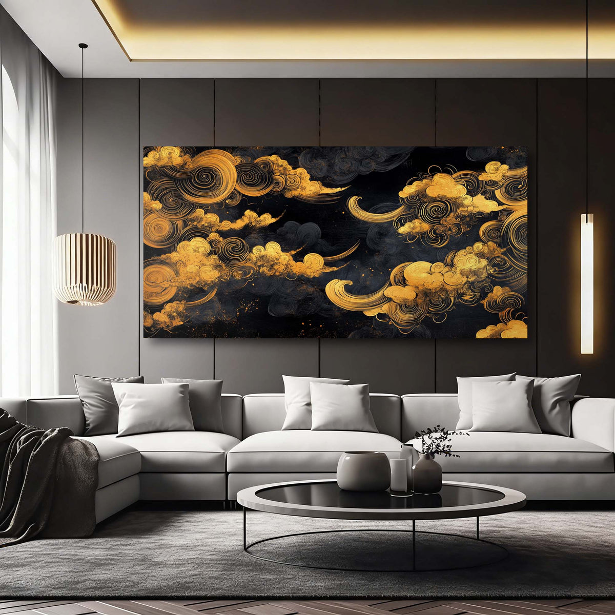 Gold Oriental Abstract Wall Art Canvas Painting Prints Artwor Office Bedroom Living Room Decor