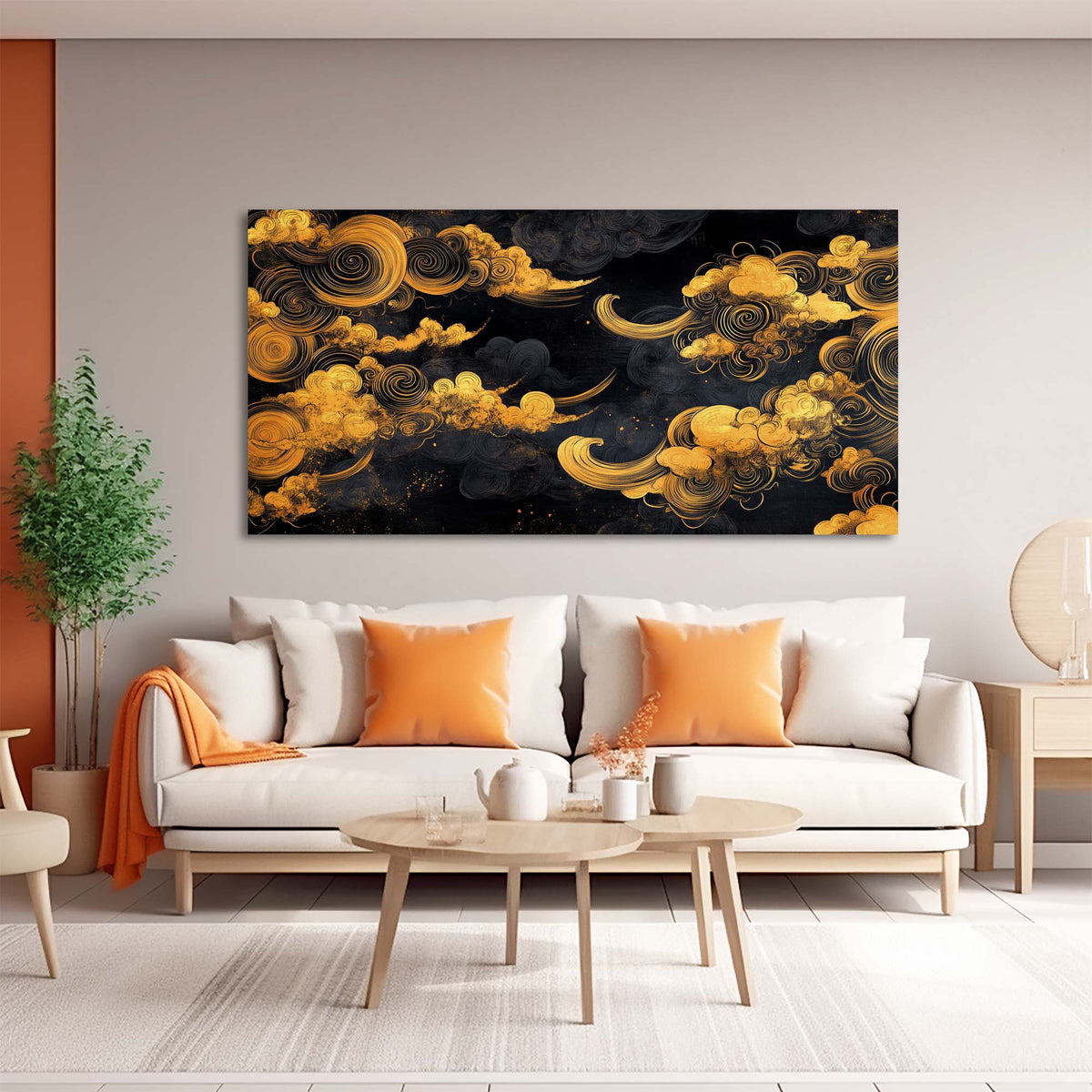 Gold Oriental Abstract Wall Art Canvas Painting Prints Artwor Office Bedroom Living Room Decor