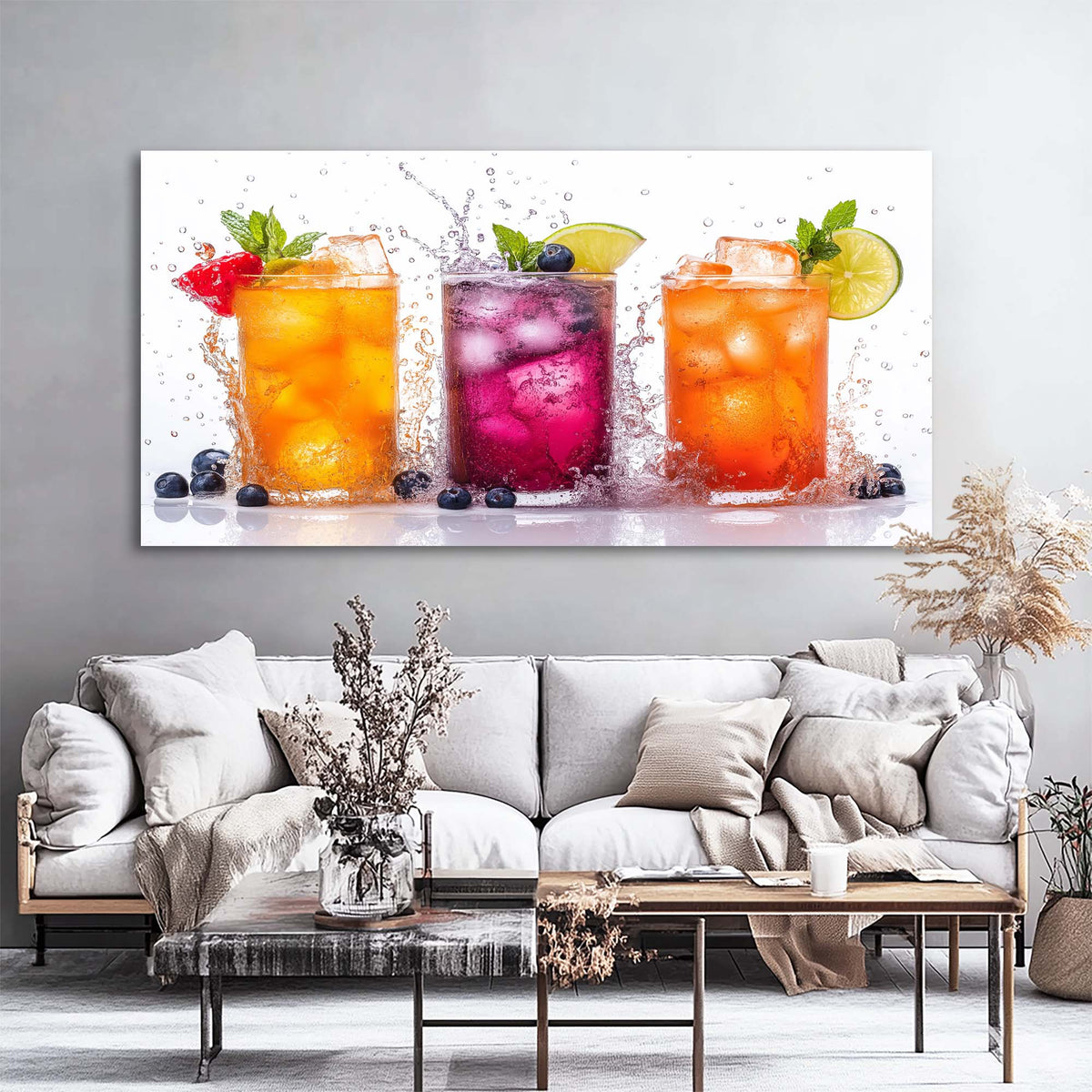 Orange Tropical Floral Wall Art Modern Canvas Painting Prints Artwork Office Hallway Bedroom Living Room Decor