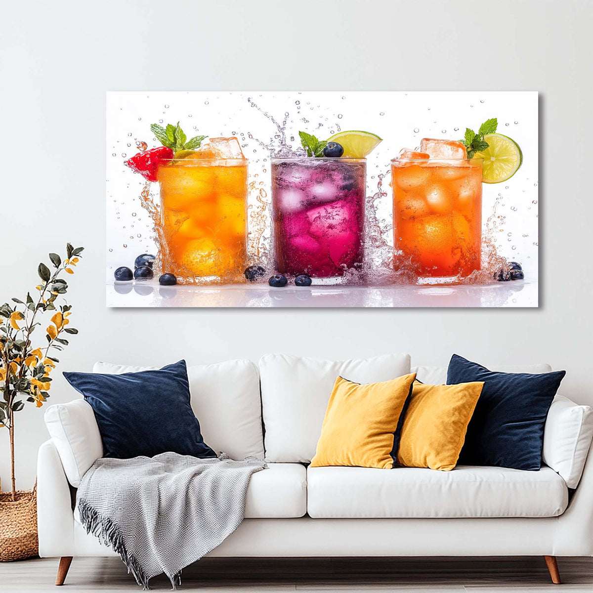 Orange Tropical Floral Wall Art Modern Canvas Painting Prints Artwork Office Hallway Bedroom Living Room Decor