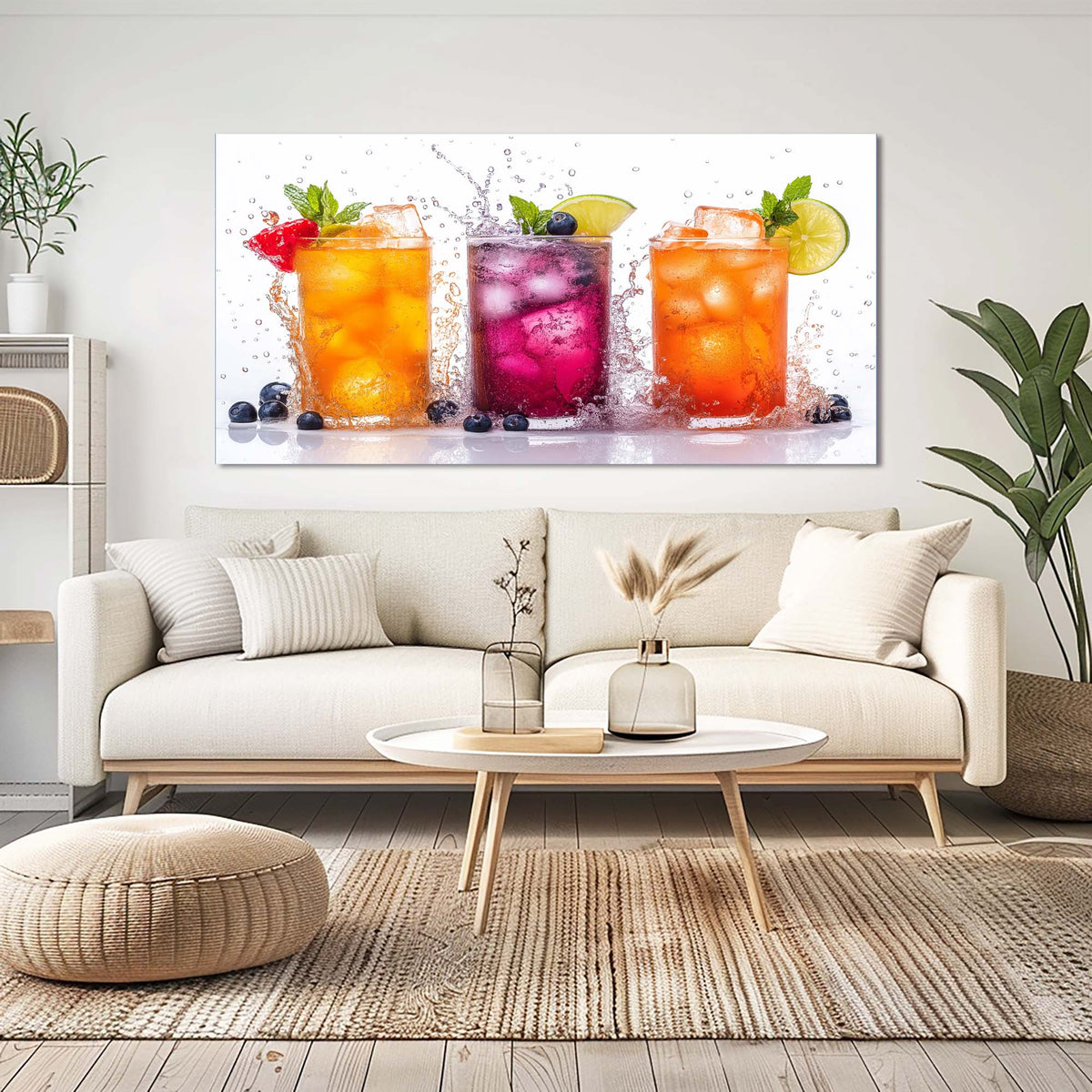 Orange Tropical Floral Wall Art Modern Canvas Painting Prints Artwork Office Hallway Bedroom Living Room Decor