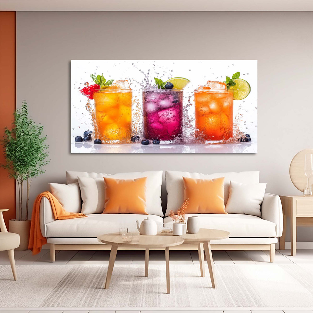 Orange Tropical Floral Wall Art Modern Canvas Painting Prints Artwork Office Hallway Bedroom Living Room Decor