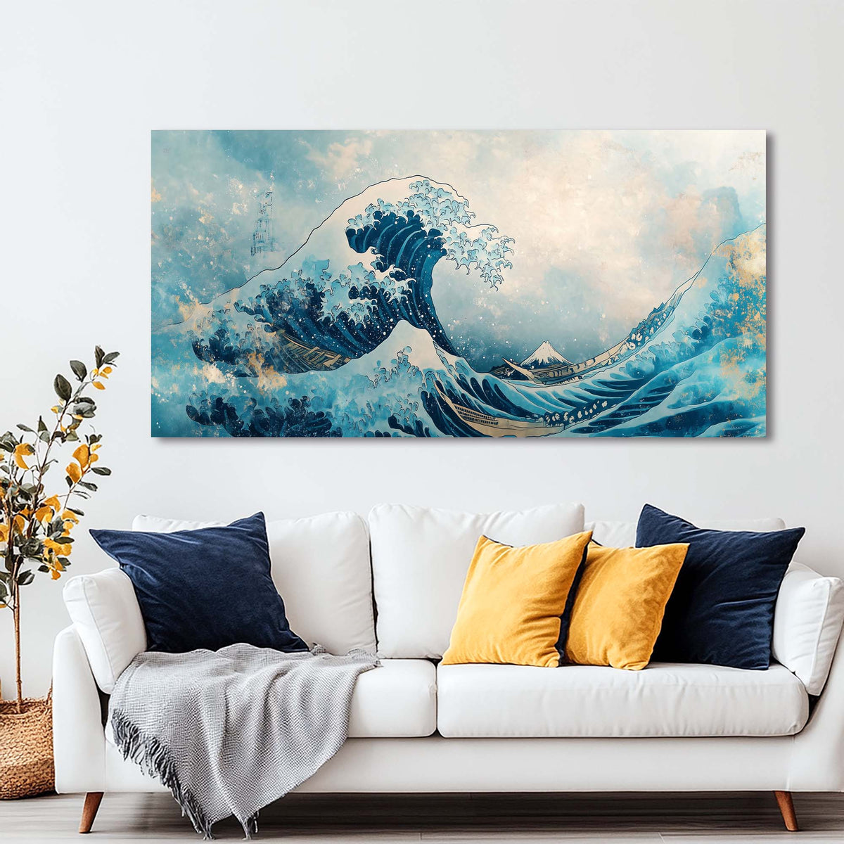 White Oriental Nature Wall Art Modern Canvas Painting Prints Artwork Office Hallway Bedroom Living Room Decor