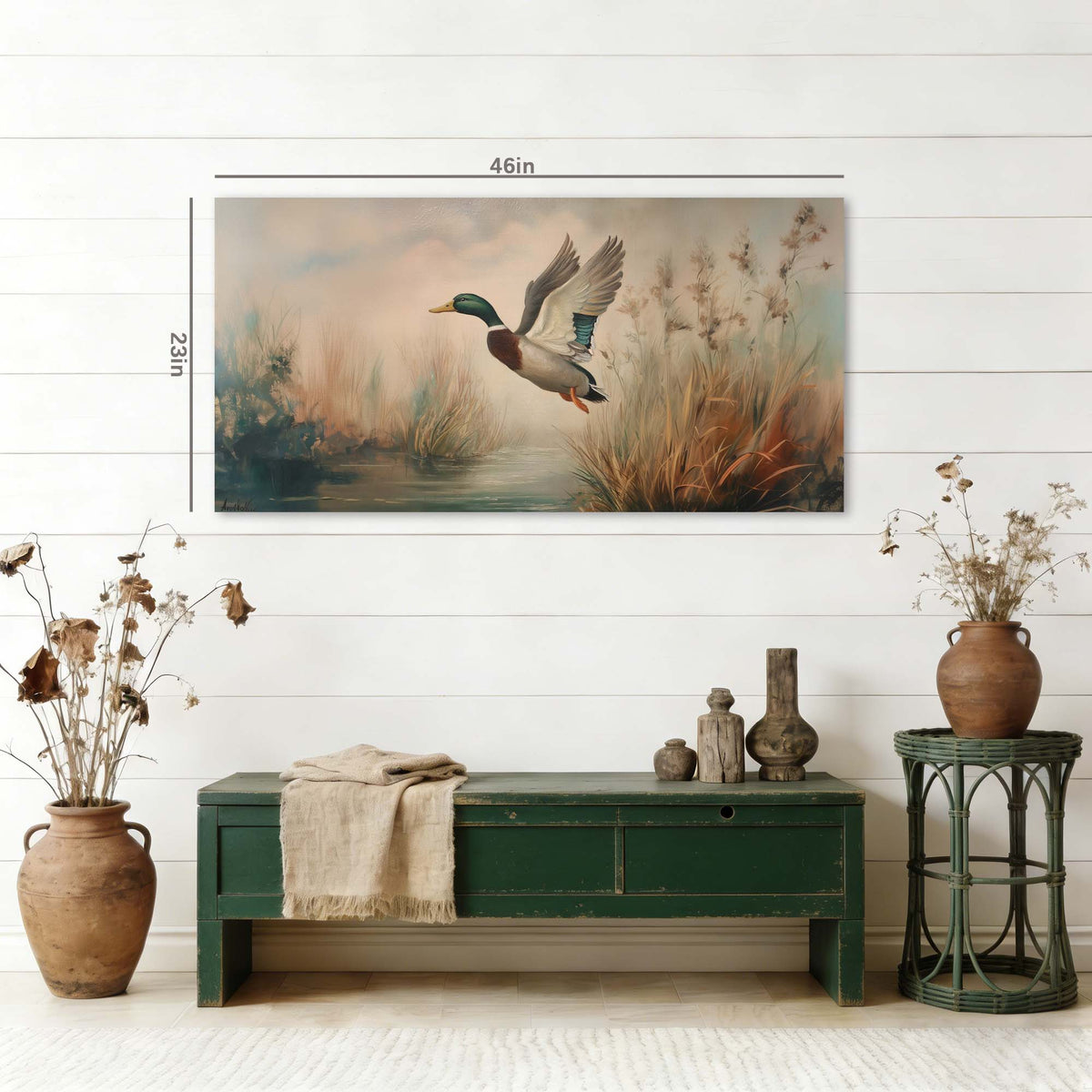 Green Wildlife Birds Canvas Wall Art for Living Room Prints Artwork Bedroom Office Decor