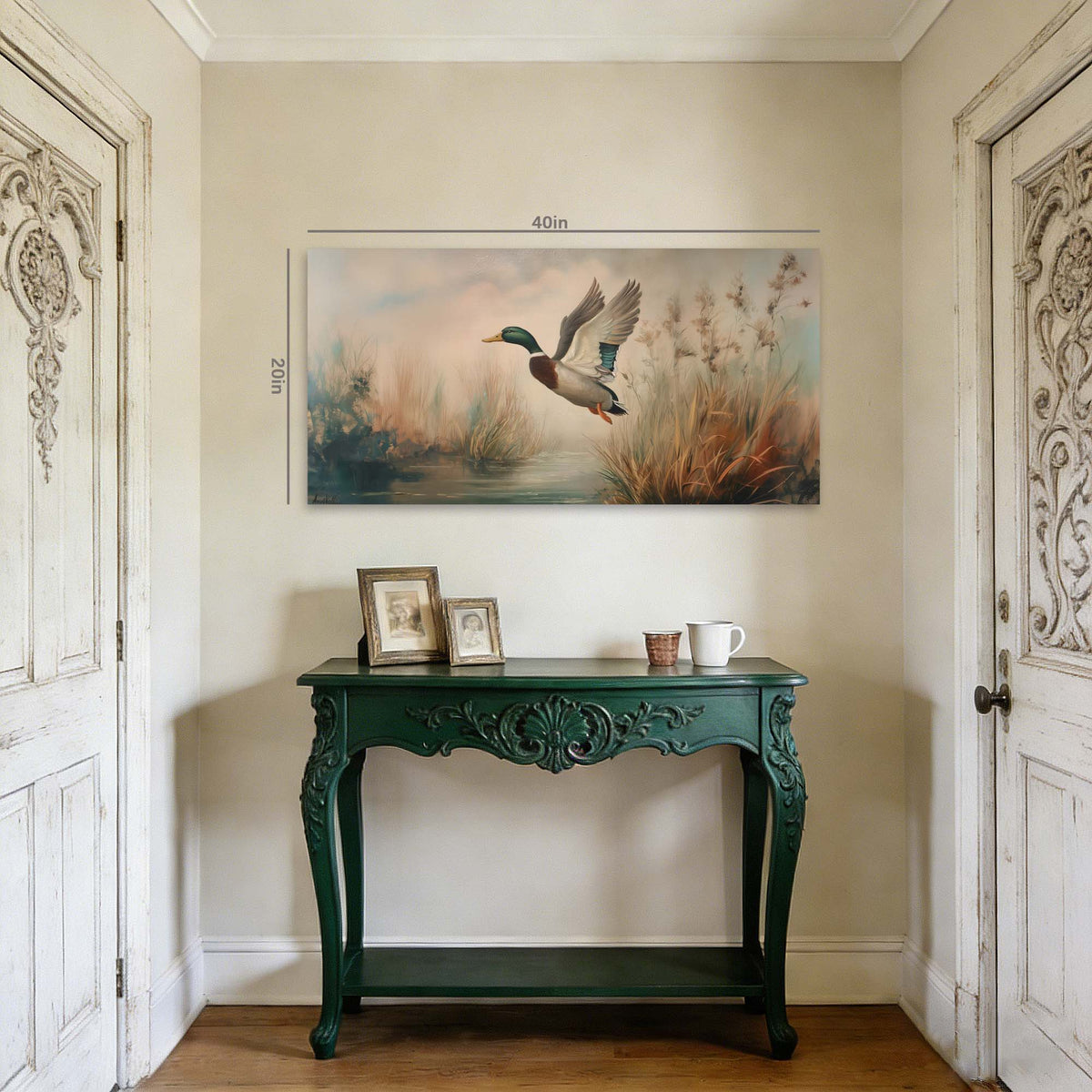 Green Wildlife Birds Canvas Wall Art for Living Room Prints Artwork Bedroom Office Decor