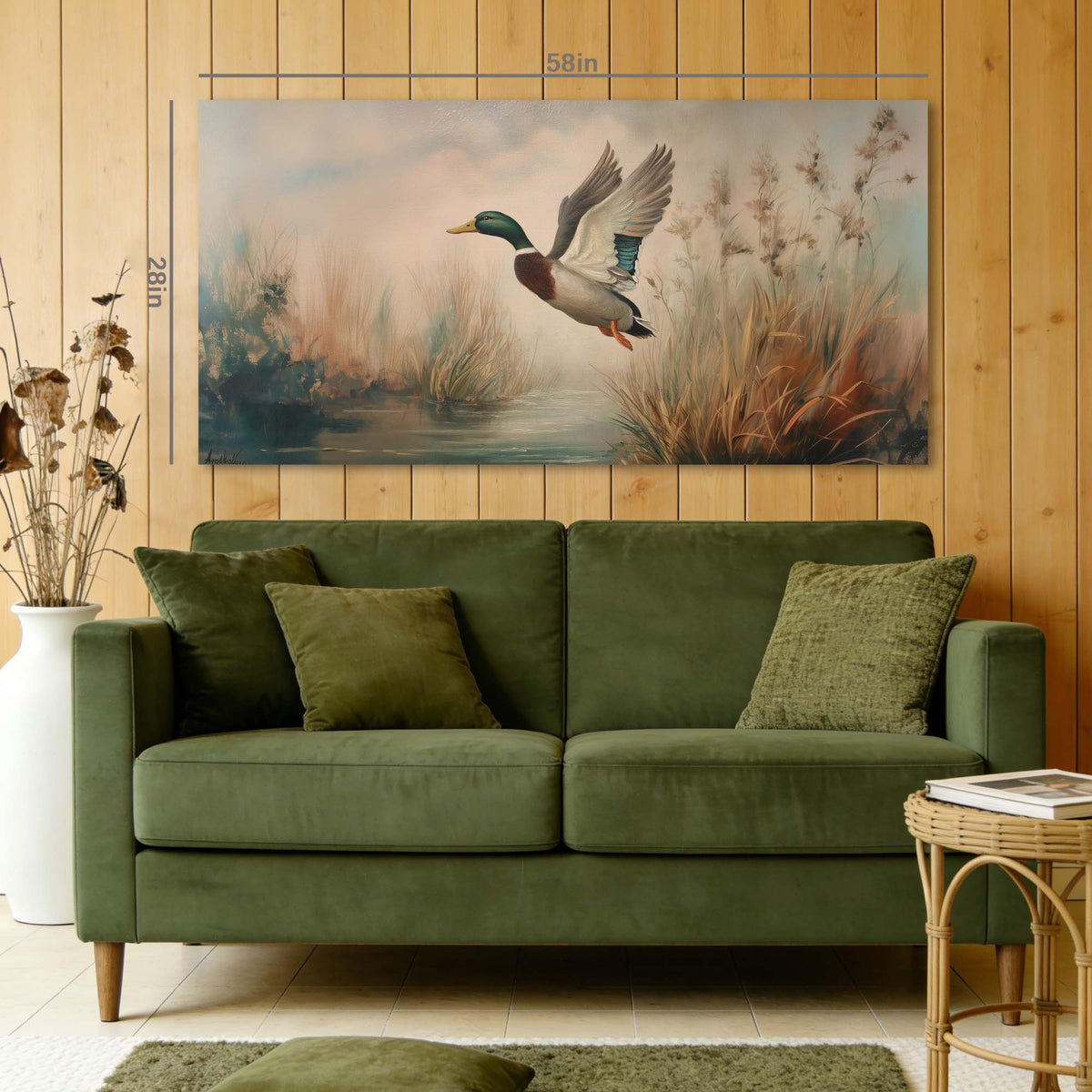 Green Wildlife Birds Canvas Wall Art for Living Room Prints Artwork Bedroom Office Decor