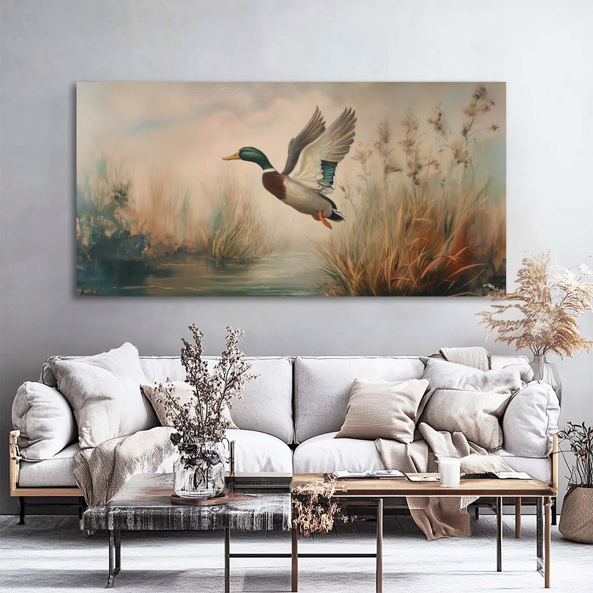 Green Wildlife Birds Canvas Wall Art for Living Room Prints Artwork Bedroom Office Decor