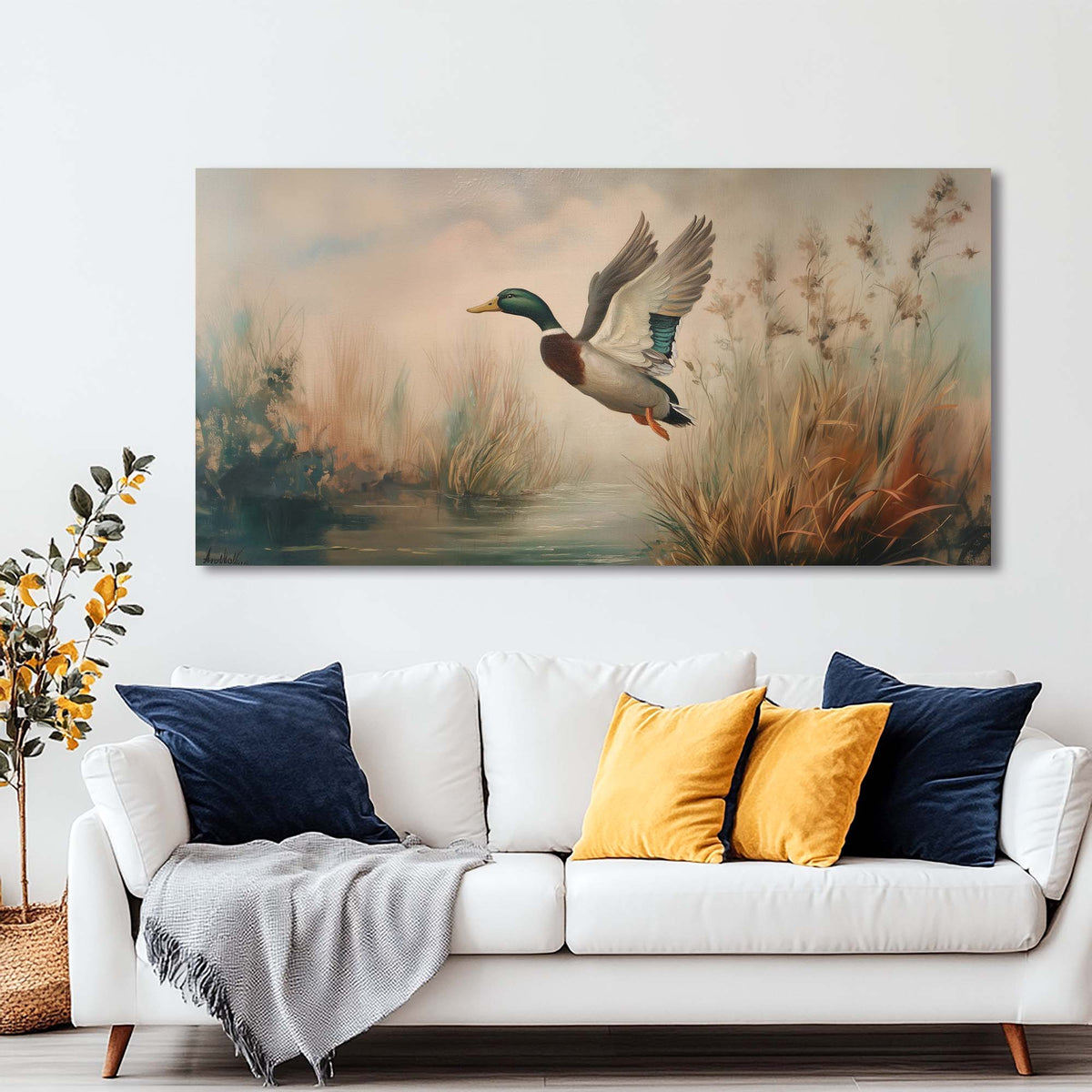 Green Wildlife Birds Canvas Wall Art for Living Room Prints Artwork Bedroom Office Decor