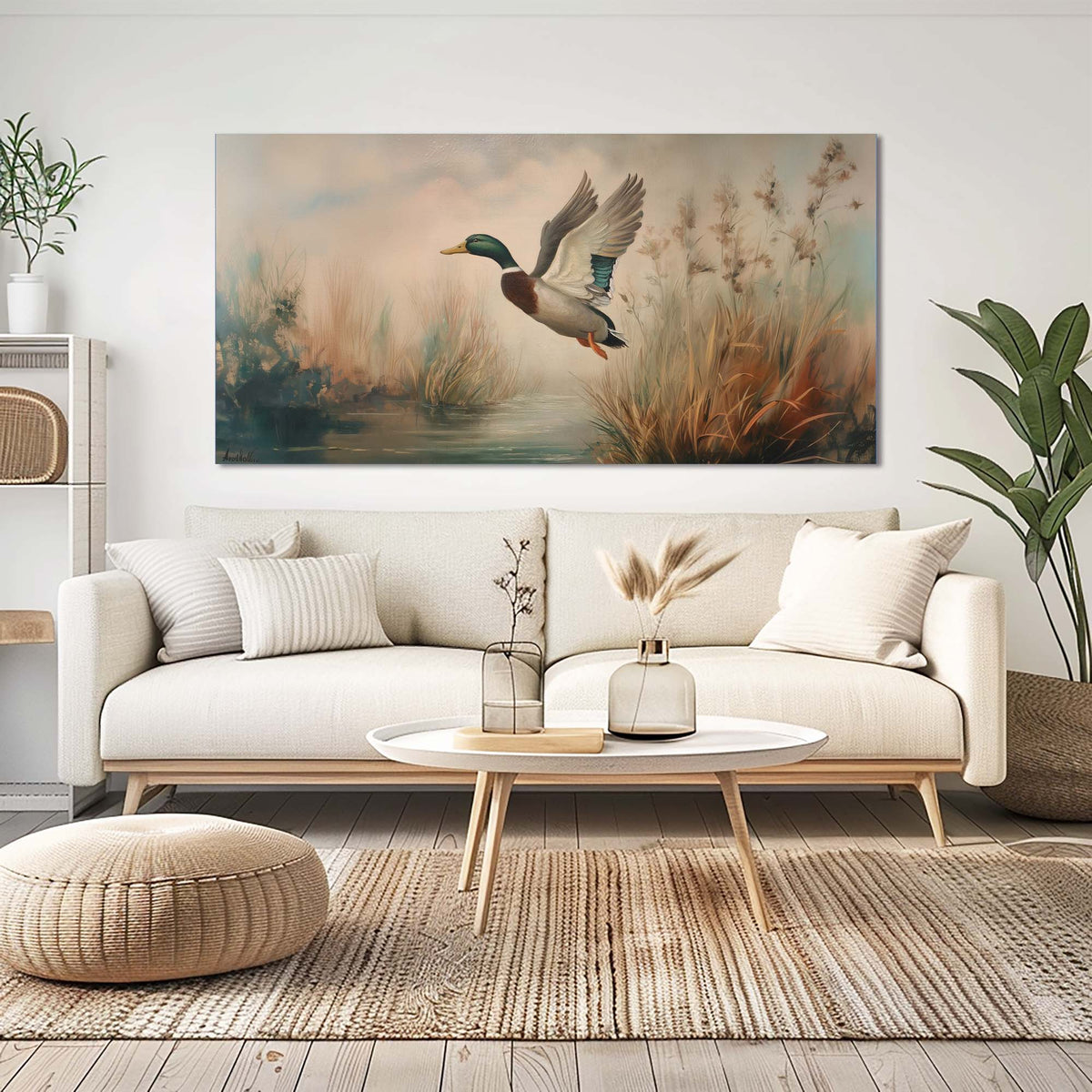 Green Wildlife Birds Canvas Wall Art for Living Room Prints Artwork Bedroom Office Decor