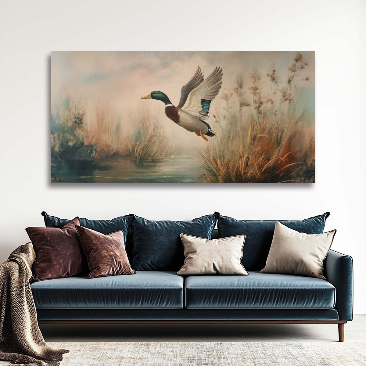 Green Wildlife Birds Canvas Wall Art for Living Room Prints Artwork Bedroom Office Decor