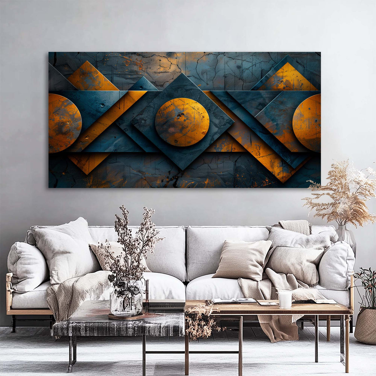 Orange Urban Abstract Wall Art for Living Room Canvas Painting Prints Artwork Family Bedroom Office Decor