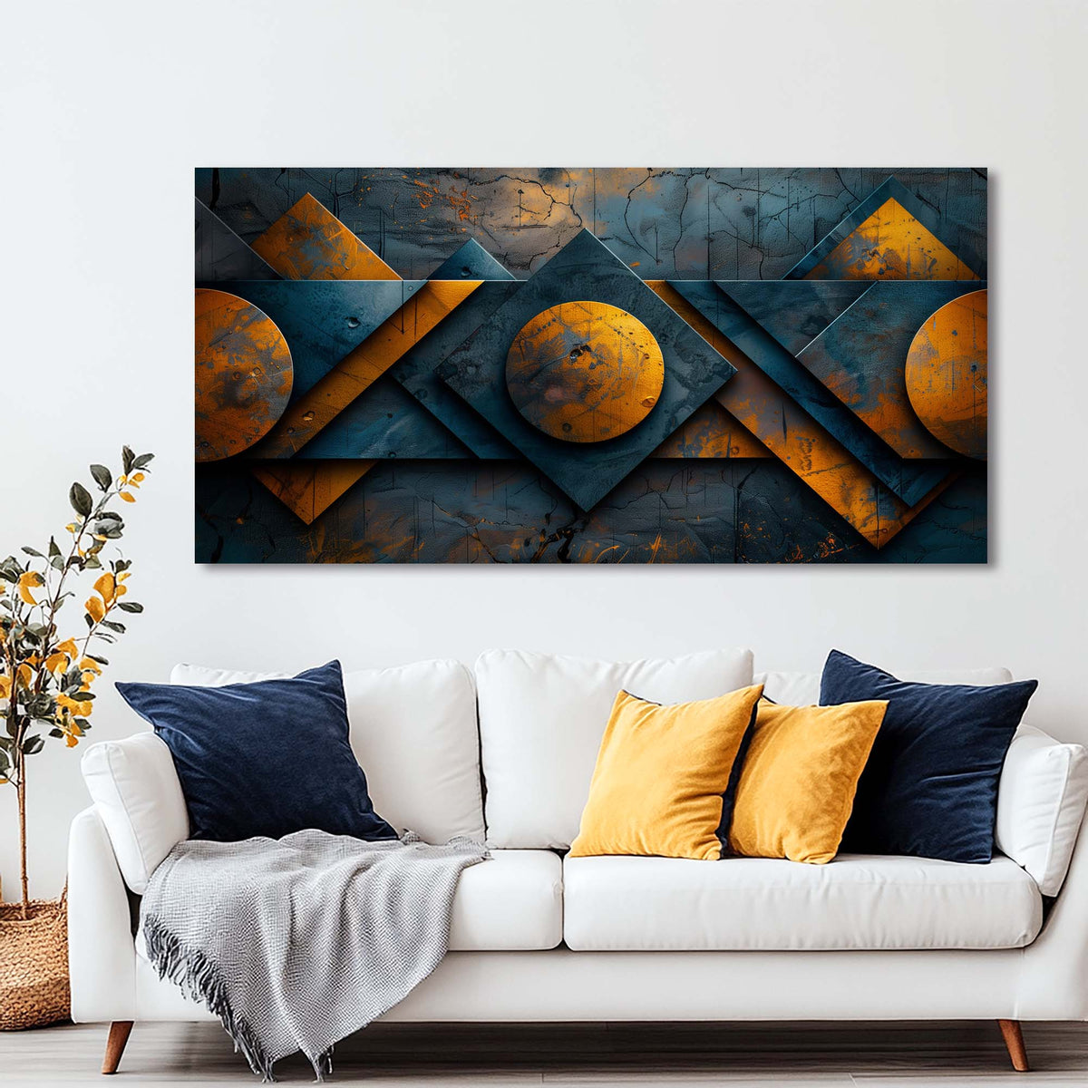 Orange Urban Abstract Wall Art for Living Room Canvas Painting Prints Artwork Family Bedroom Office Decor