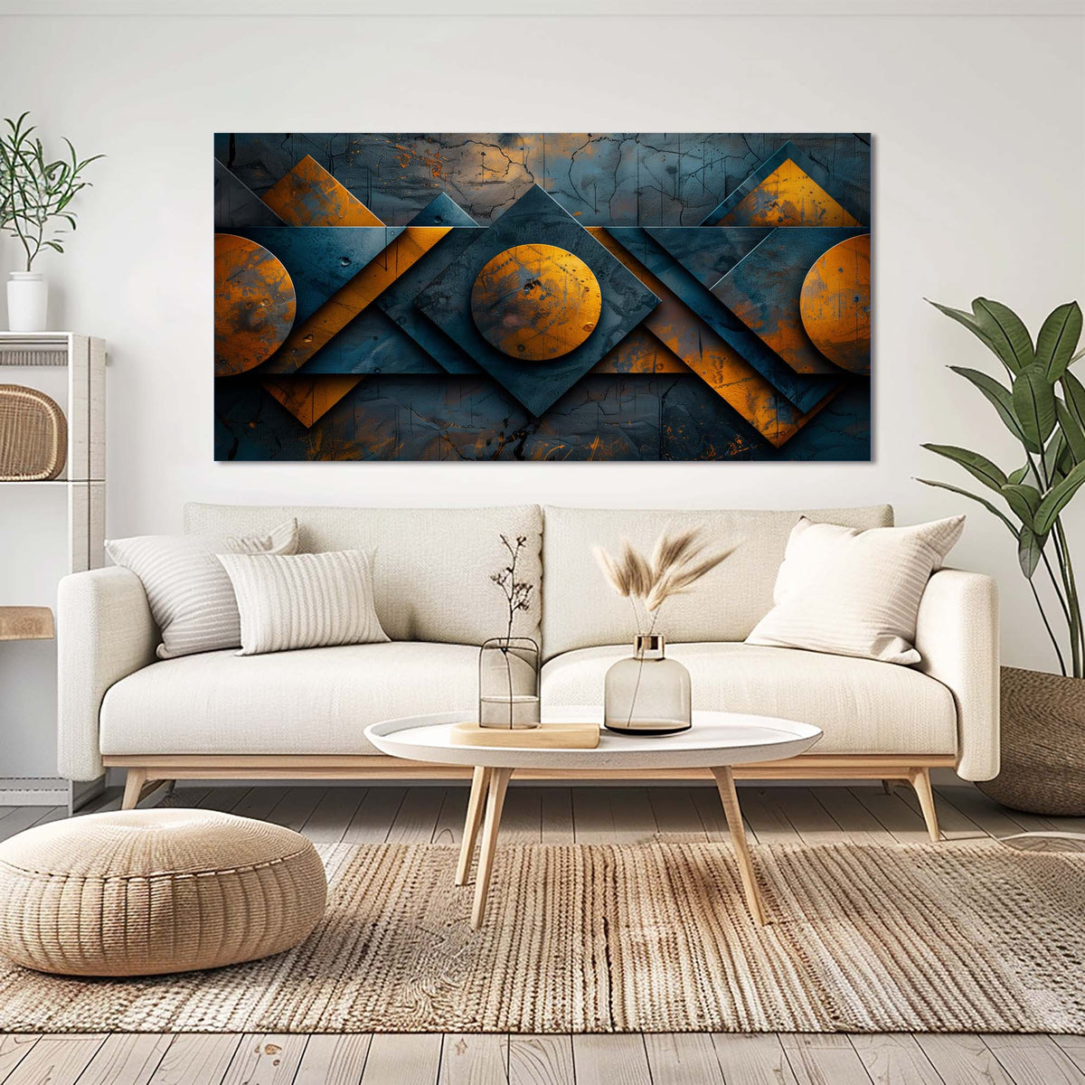 Orange Urban Abstract Wall Art for Living Room Canvas Painting Prints Artwork Family Bedroom Office Decor