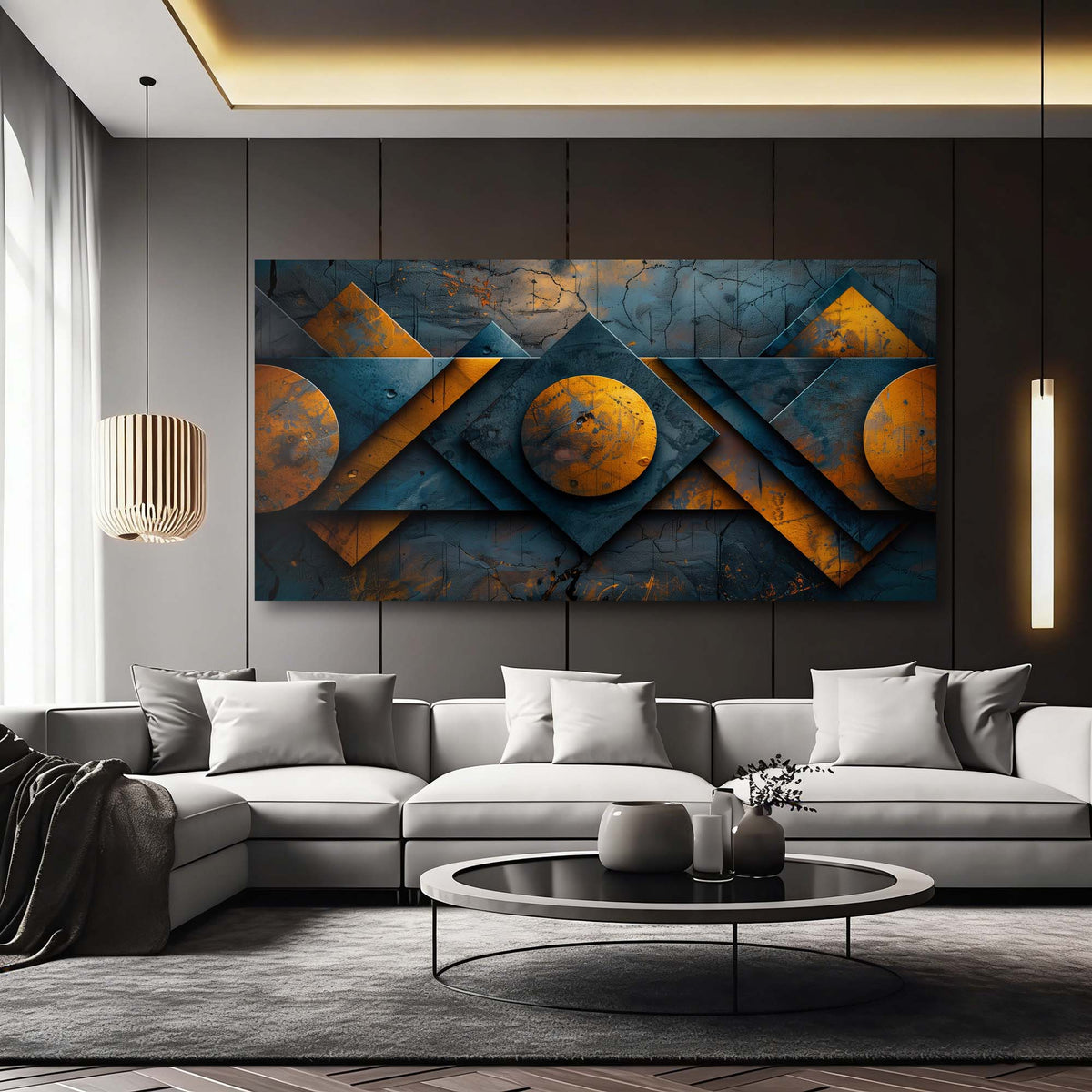 Orange Urban Abstract Wall Art for Living Room Canvas Painting Prints Artwork Family Bedroom Office Decor