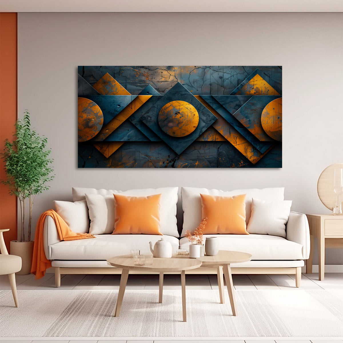 Orange Urban Abstract Wall Art for Living Room Canvas Painting Prints Artwork Family Bedroom Office Decor