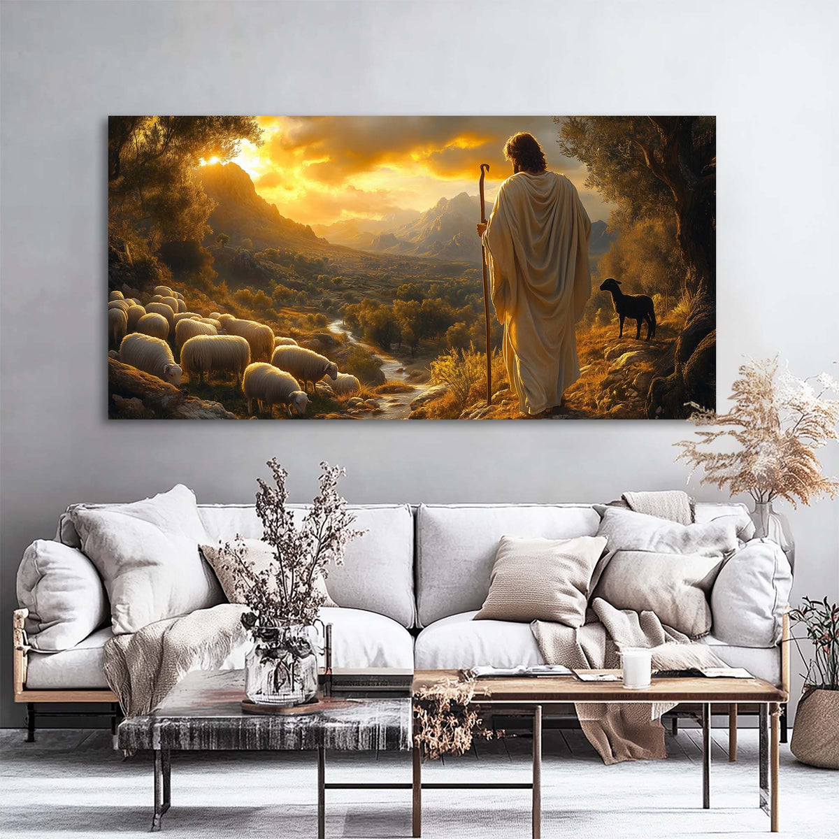 Khaki Fantasy Religious Wall Art Modern Canvas Painting Prints Artwork Office Hallway Bedroom Living Room Decor