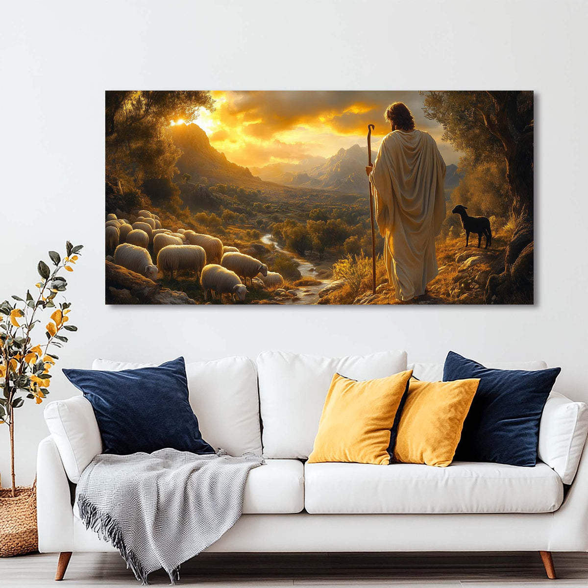 Khaki Fantasy Religious Wall Art Modern Canvas Painting Prints Artwork Office Hallway Bedroom Living Room Decor