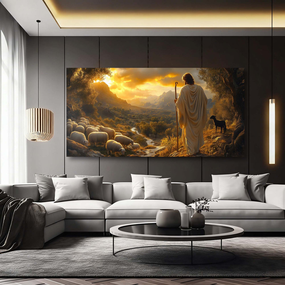 Khaki Fantasy Religious Wall Art Modern Canvas Painting Prints Artwork Office Hallway Bedroom Living Room Decor