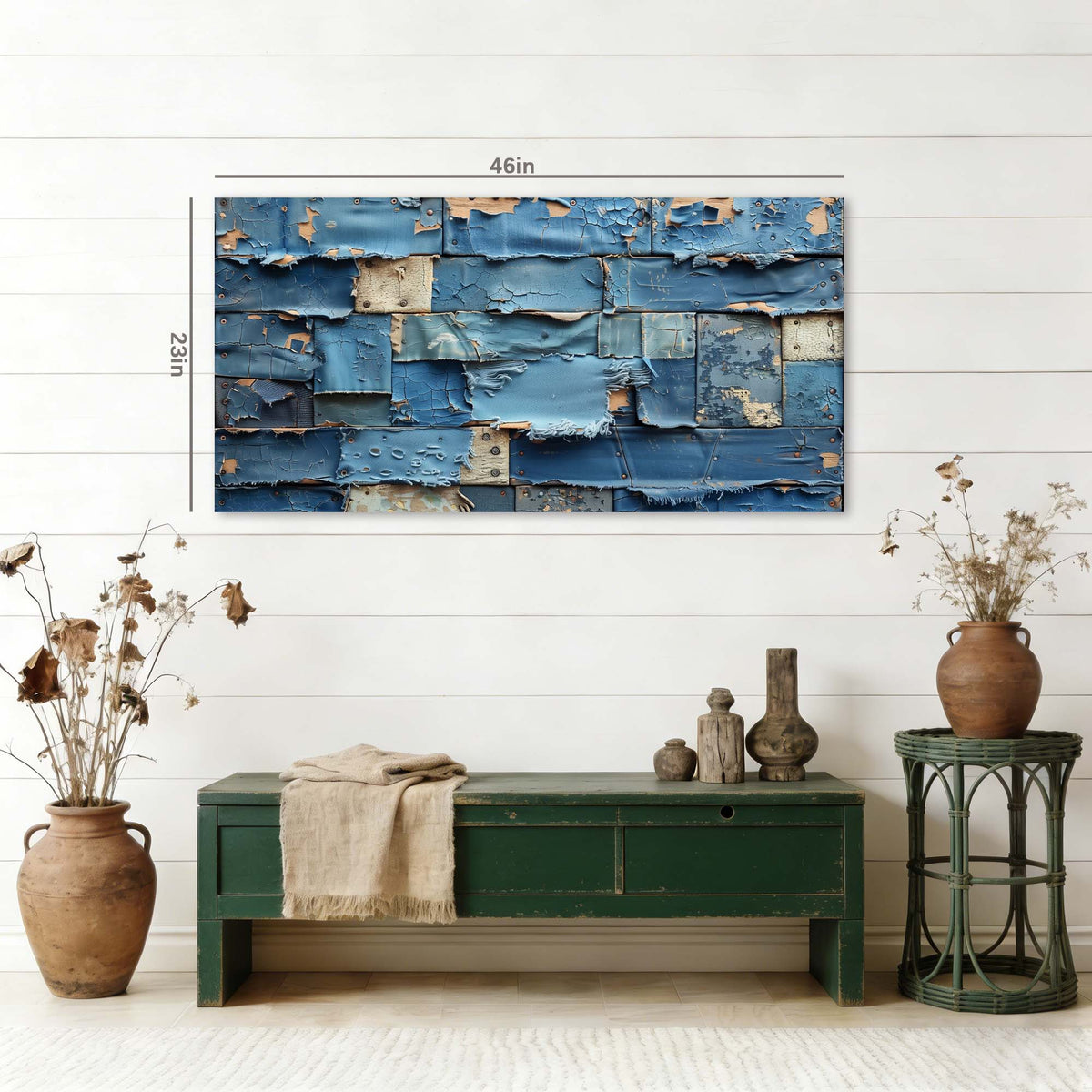 Navy Blue Rustic Vintage Canvas Wall Art for Living Room Prints Artwork Bedroom Office Decor