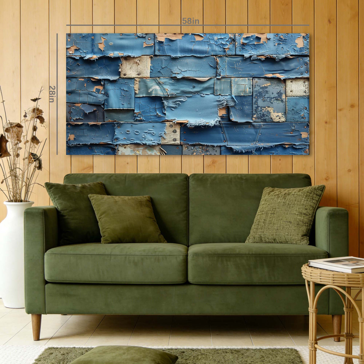 Navy Blue Rustic Vintage Canvas Wall Art for Living Room Prints Artwork Bedroom Office Decor