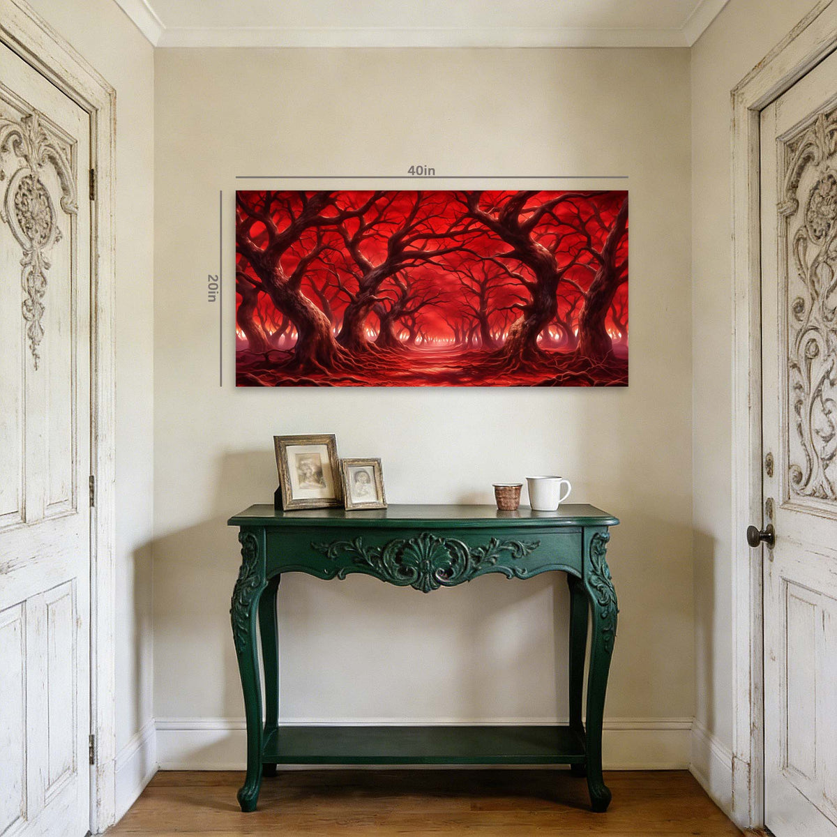 Red Fantasy Horror Wall Art for Living Room Canvas Painting Prints Artwork Family Bedroom Office Decor
