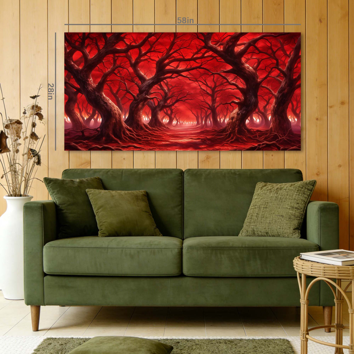 Red Fantasy Horror Wall Art for Living Room Canvas Painting Prints Artwork Family Bedroom Office Decor