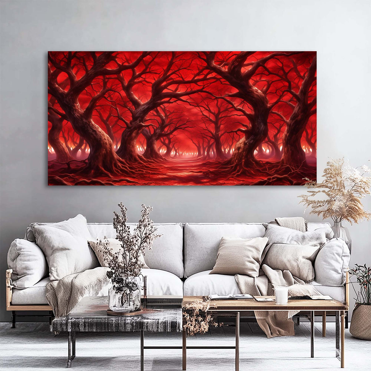 Red Fantasy Horror Wall Art for Living Room Canvas Painting Prints Artwork Family Bedroom Office Decor