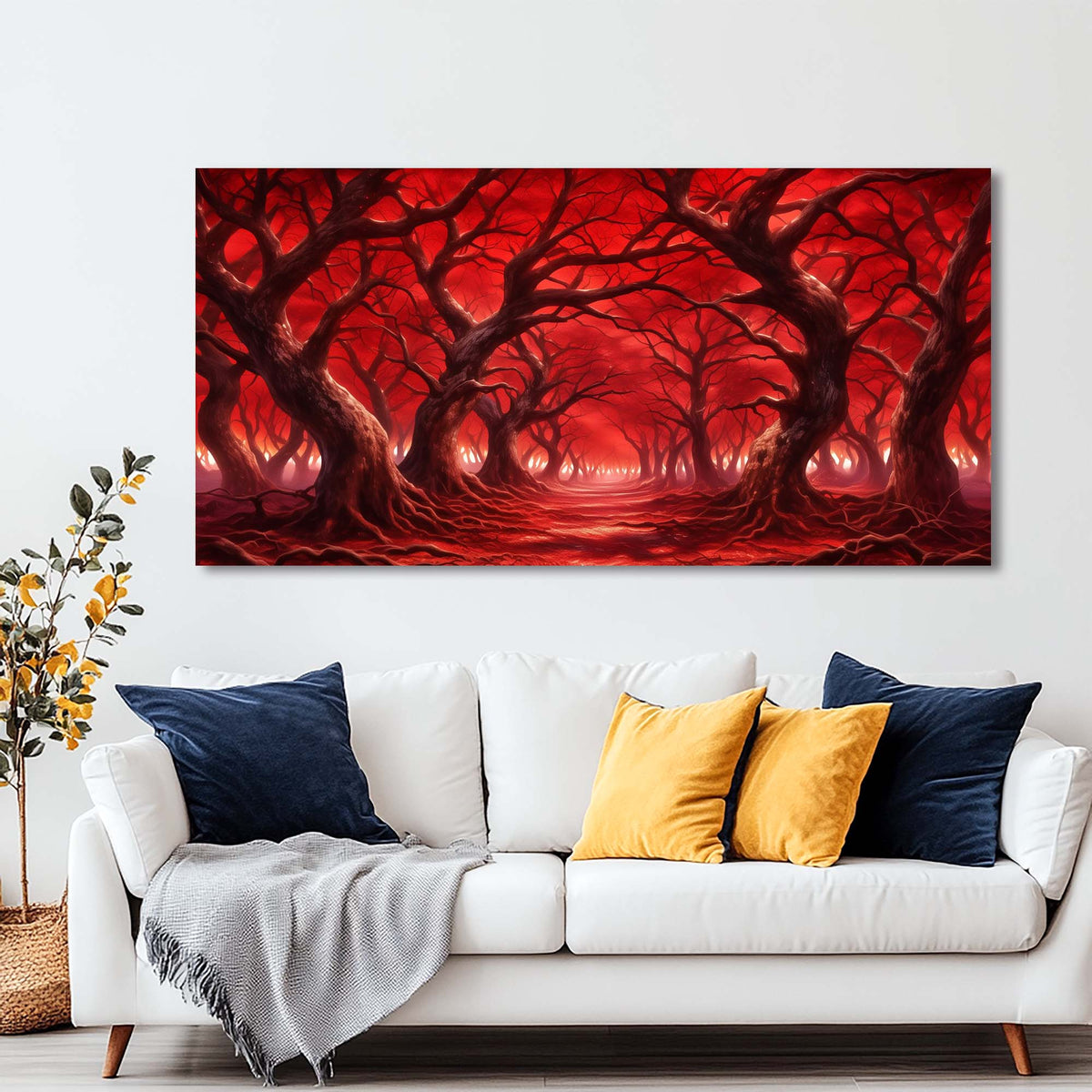 Red Fantasy Horror Wall Art for Living Room Canvas Painting Prints Artwork Family Bedroom Office Decor