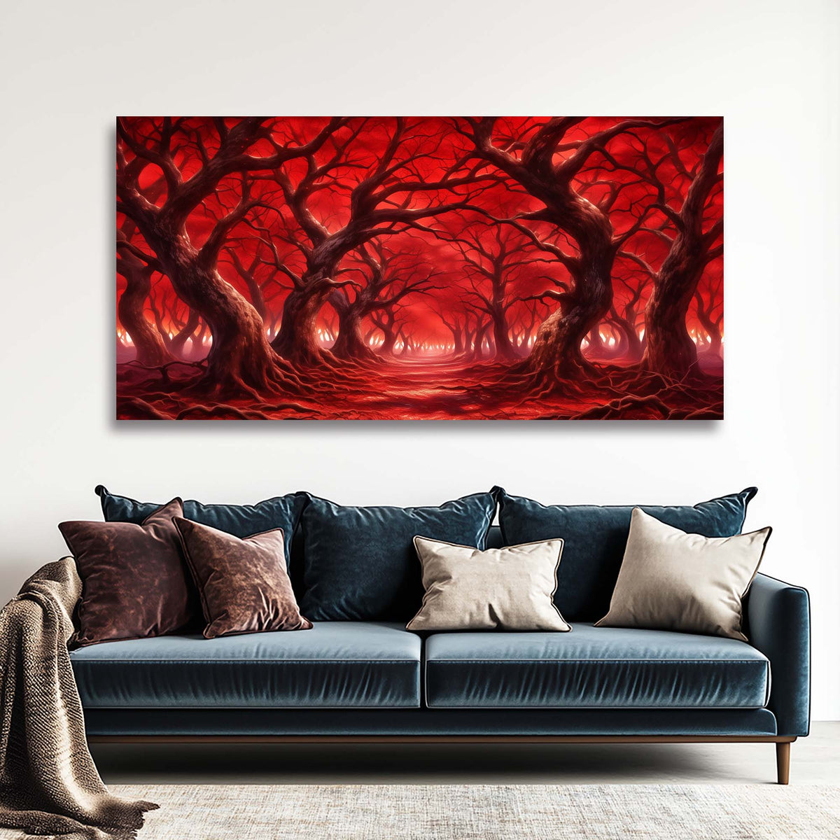 Red Fantasy Horror Wall Art for Living Room Canvas Painting Prints Artwork Family Bedroom Office Decor