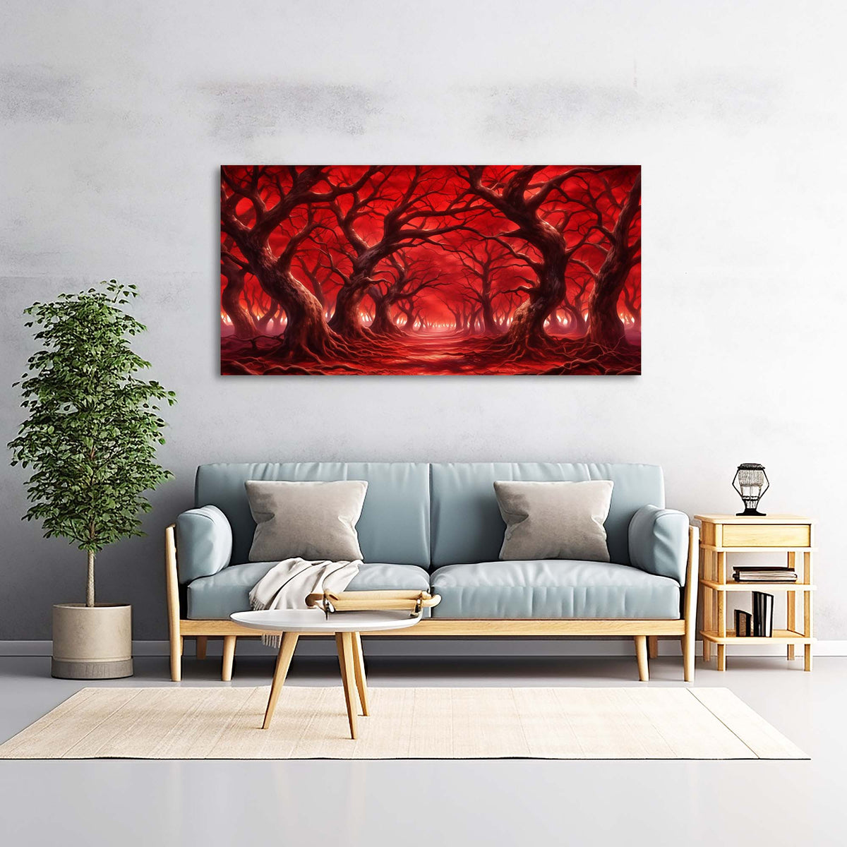 Red Fantasy Horror Wall Art for Living Room Canvas Painting Prints Artwork Family Bedroom Office Decor