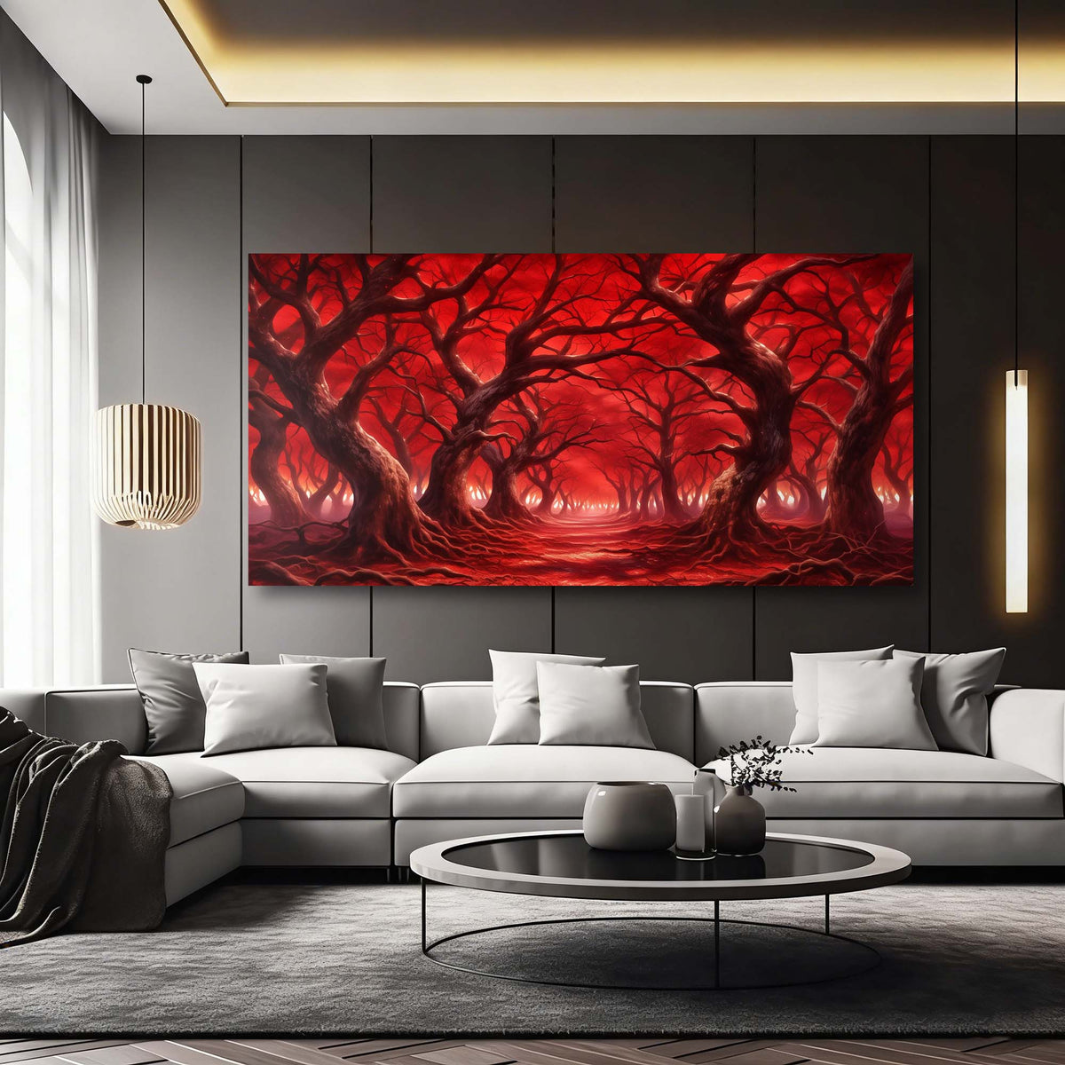 Red Fantasy Horror Wall Art for Living Room Canvas Painting Prints Artwork Family Bedroom Office Decor