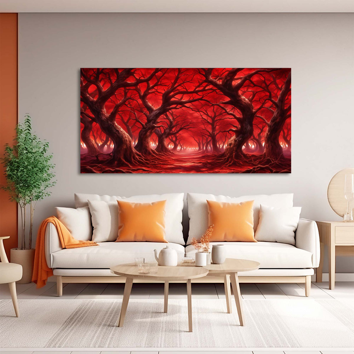 Red Fantasy Horror Wall Art for Living Room Canvas Painting Prints Artwork Family Bedroom Office Decor
