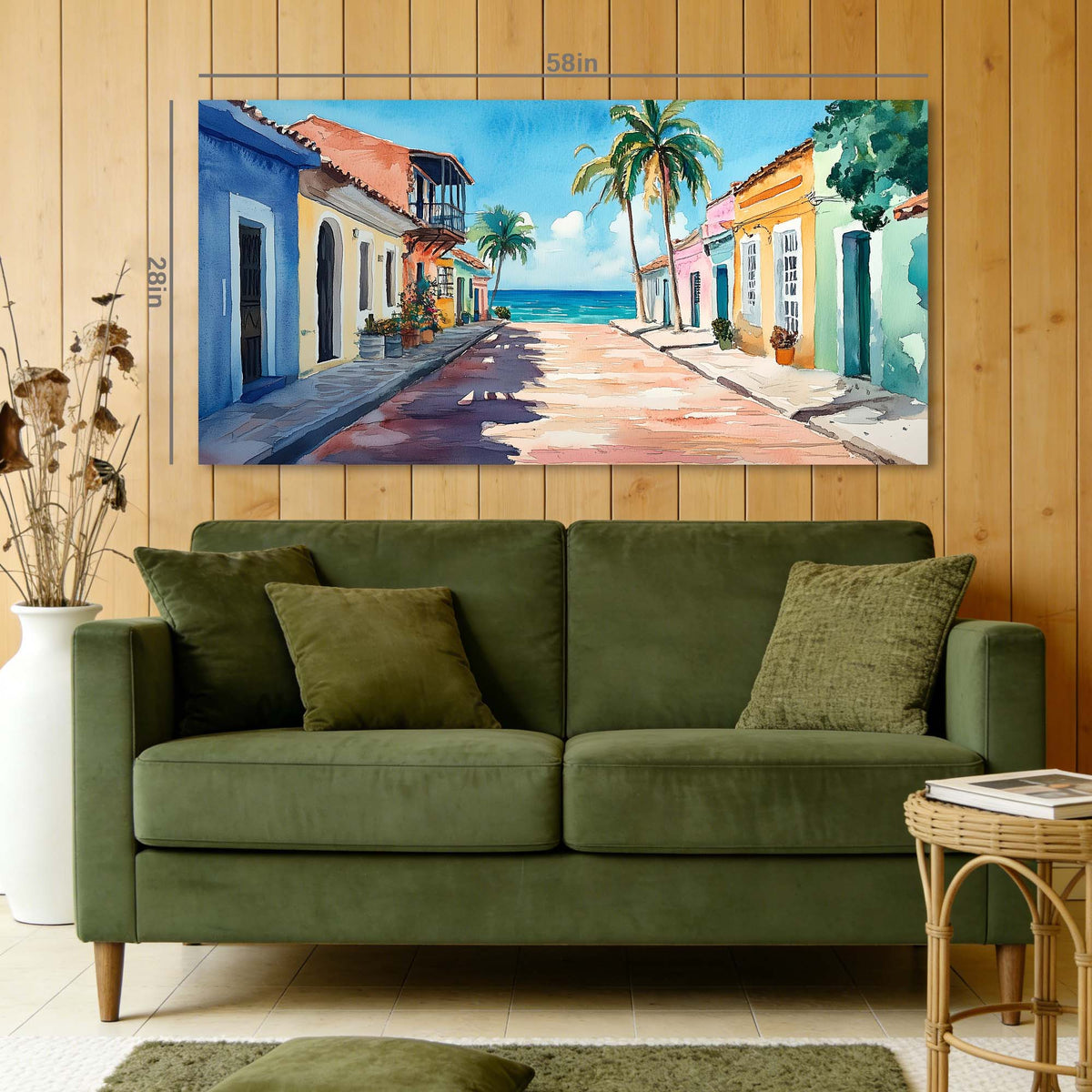 Green Tropical Nature Wall Art for Living Room Canvas Painting Prints Artwork Family Bedroom Office Decor