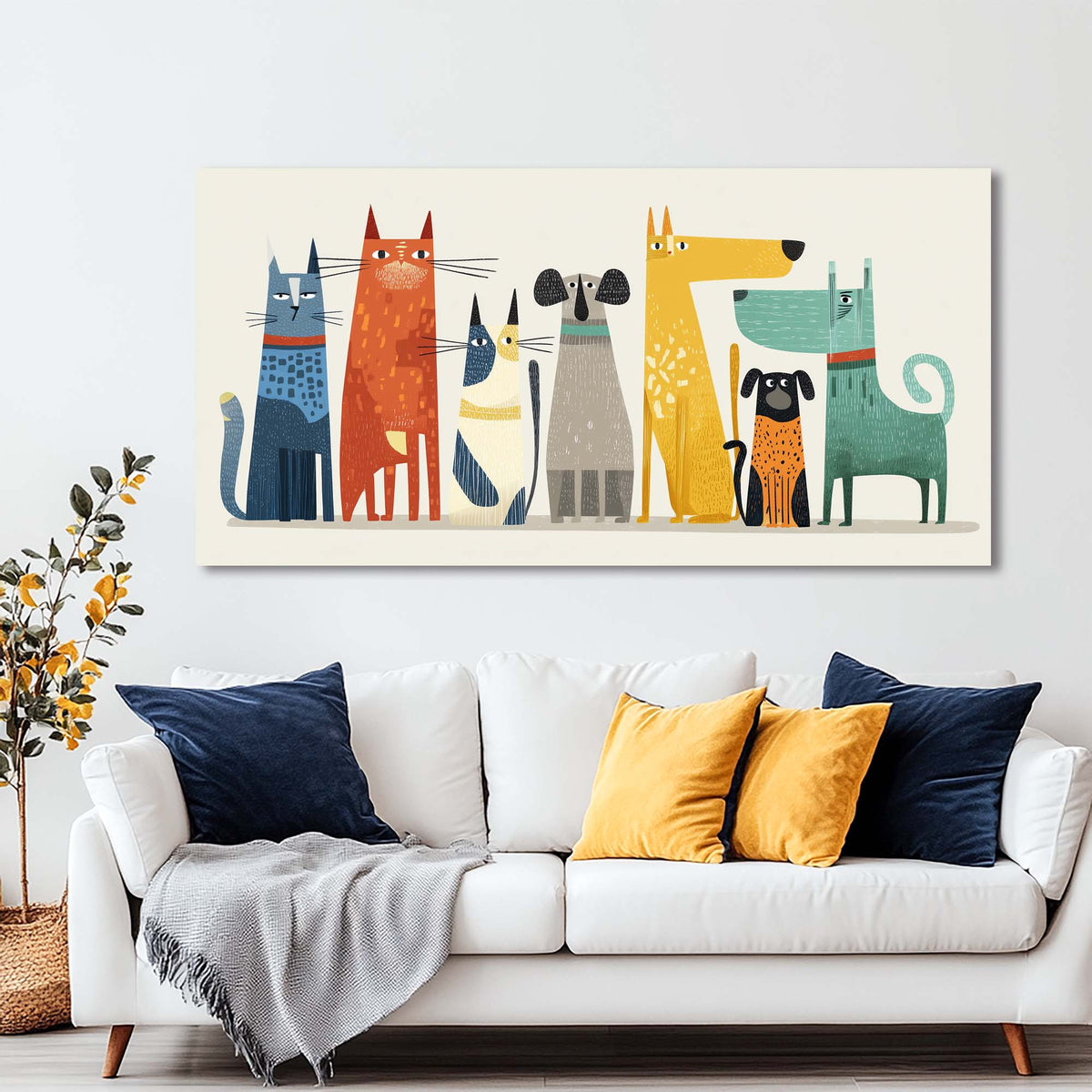 Navy Blue Pretty Animals Wall Art Canvas Painting Prints Artwor Office Bedroom Living Room Decor
