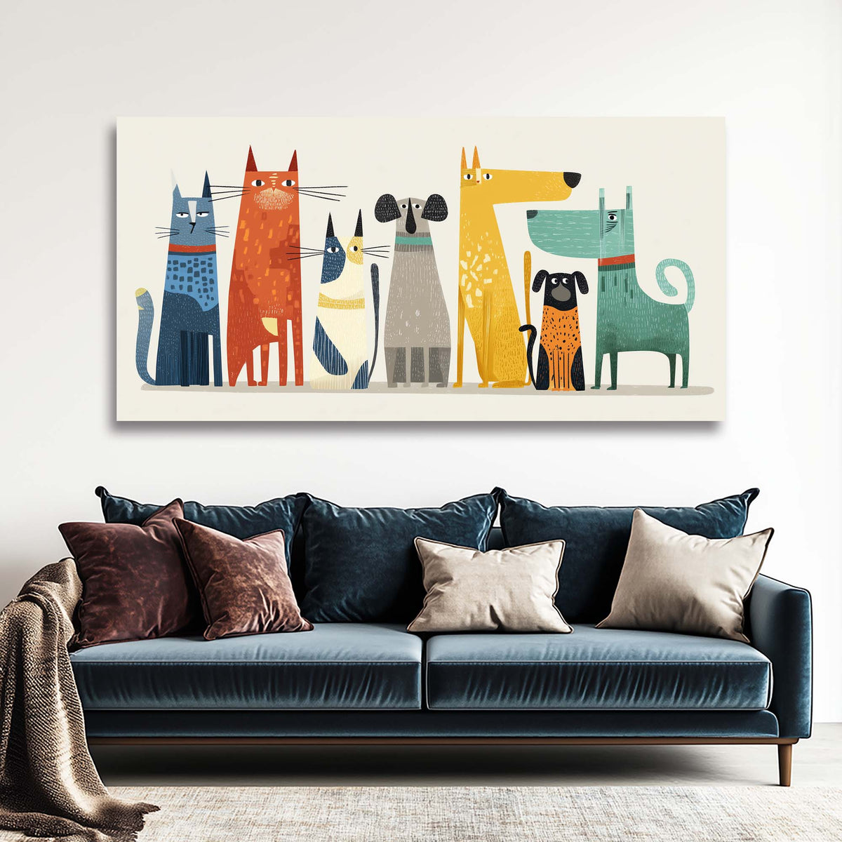 Navy Blue Pretty Animals Wall Art Canvas Painting Prints Artwor Office Bedroom Living Room Decor