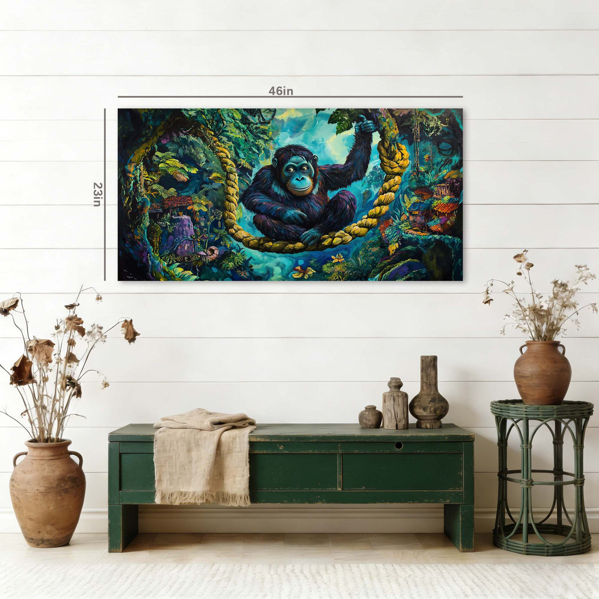 Green Fairytale Wall Art for Living Room Canvas Painting Prints Art Deco Artwork Office Bedroom Decor
