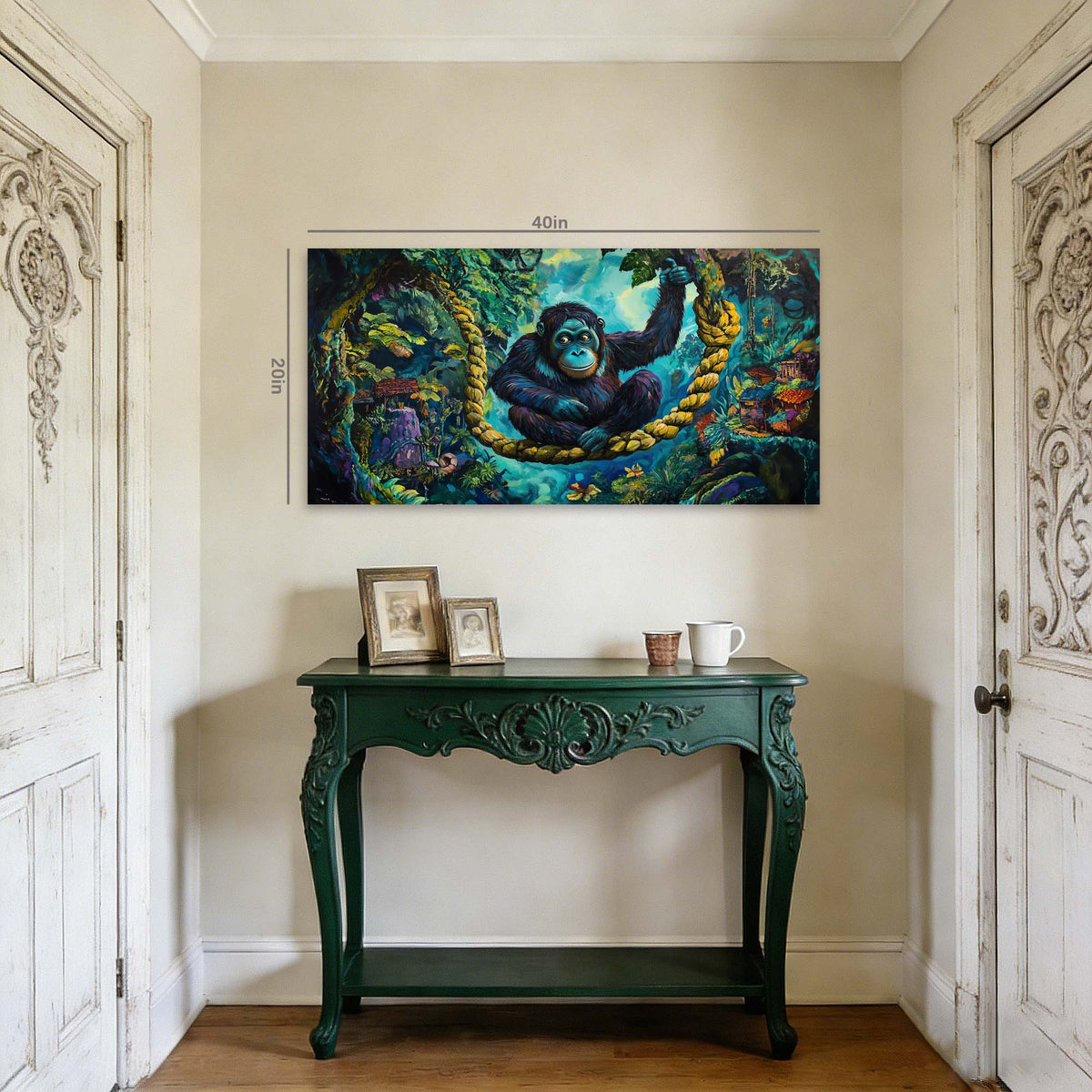 Green Fairytale Wall Art for Living Room Canvas Painting Prints Art Deco Artwork Office Bedroom Decor