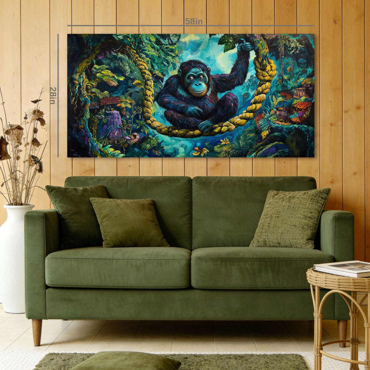 Green Fairytale Wall Art for Living Room Canvas Painting Prints Art Deco Artwork Office Bedroom Decor