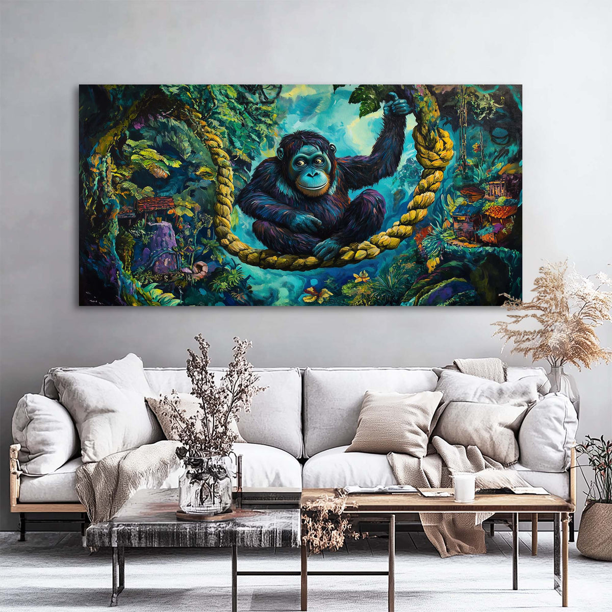 Green Fairytale Wall Art for Living Room Canvas Painting Prints Art Deco Artwork Office Bedroom Decor