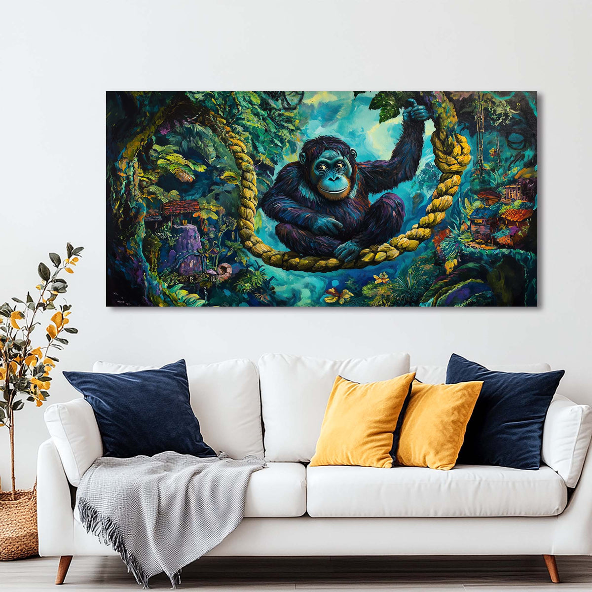 Green Fairytale Wall Art for Living Room Canvas Painting Prints Art Deco Artwork Office Bedroom Decor