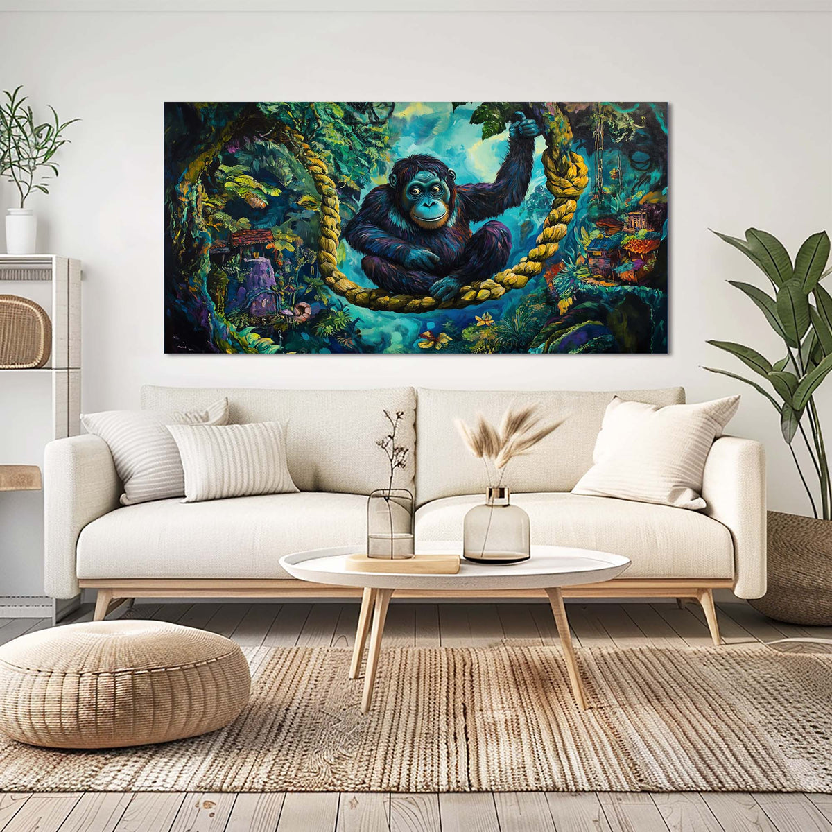Green Fairytale Wall Art for Living Room Canvas Painting Prints Art Deco Artwork Office Bedroom Decor